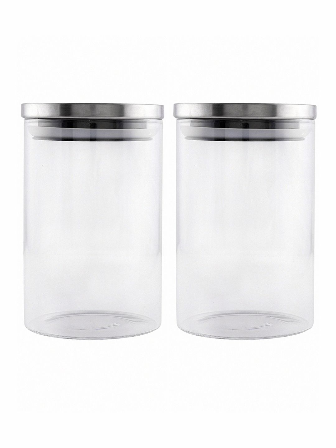 GOODHOMES Set of 2 Transparent Borosilicate Airtight Jars with Metal Lid (Image - 1)
