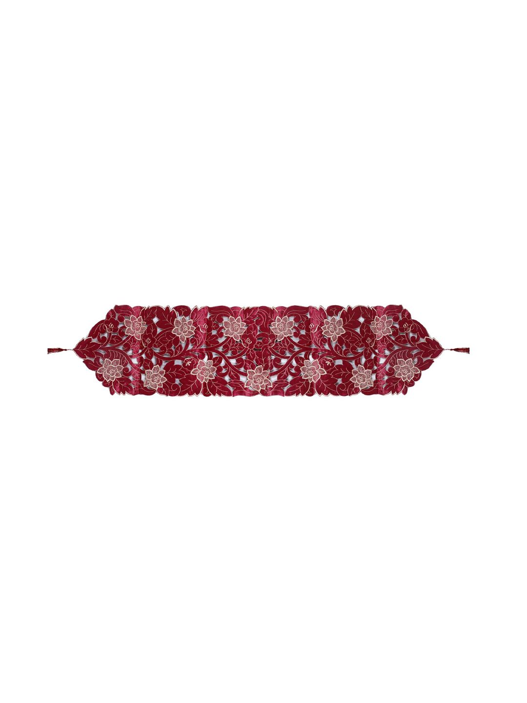 Kuber Industries Maroon Floral Printed Dining Table Runner (Image - 1)
