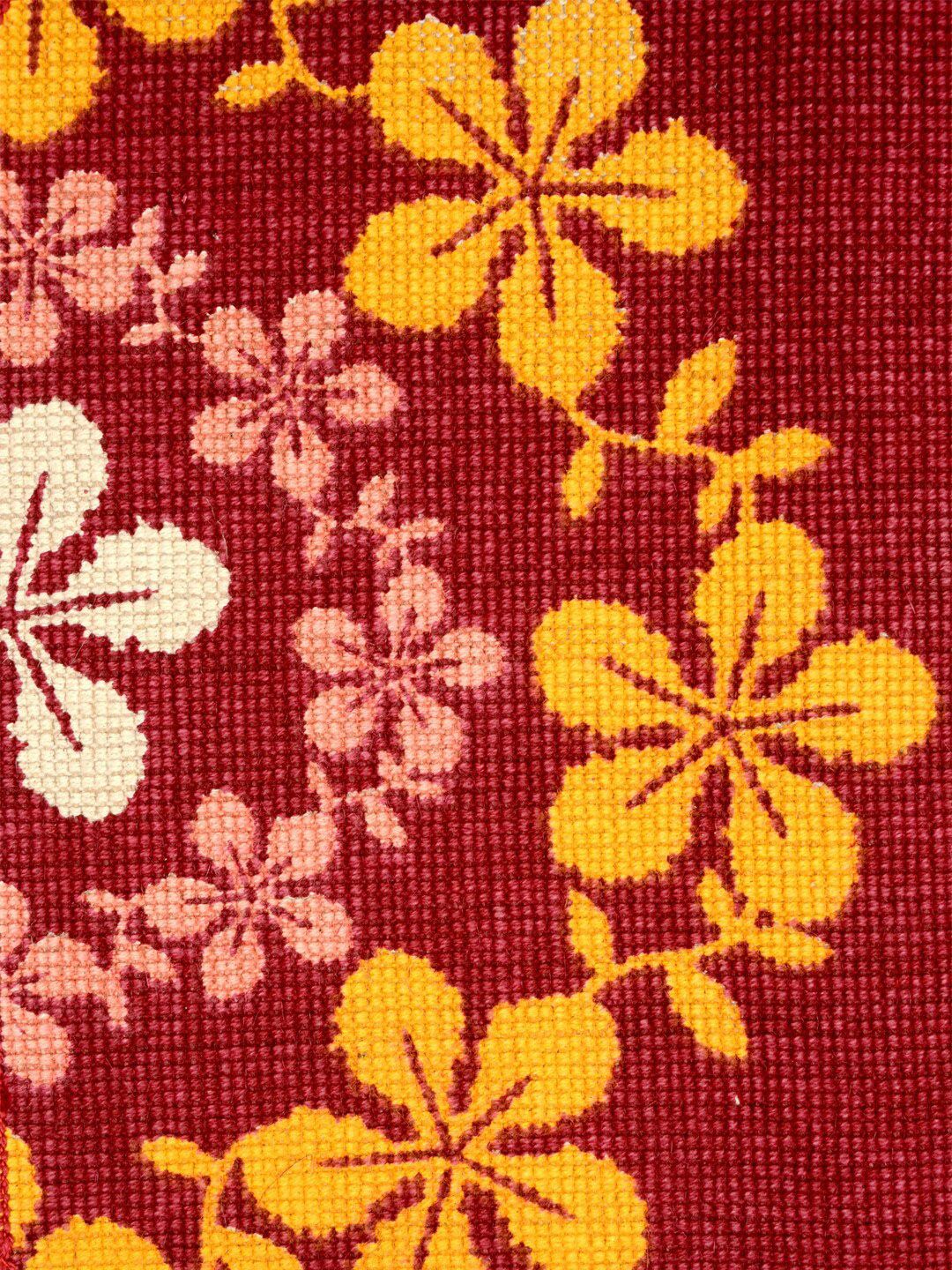 Saral Home Maroon & Yellow Floral Printed Anti-Skid Floor Runner (Image - 2)