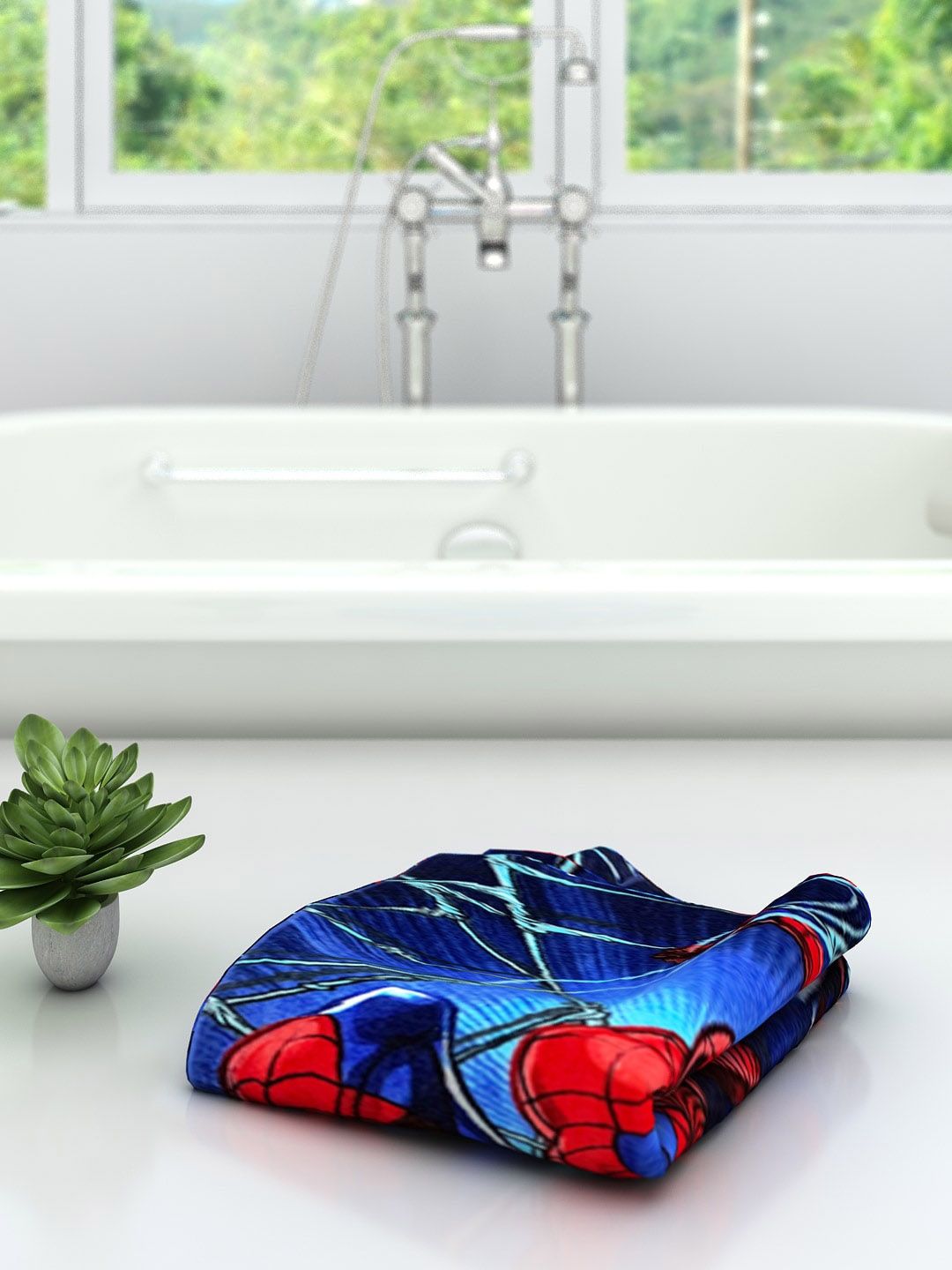 Athom Trendz Marvel Kids Blue & Red Avengers Printed 350 GSM Bath Towel (Image - 1)