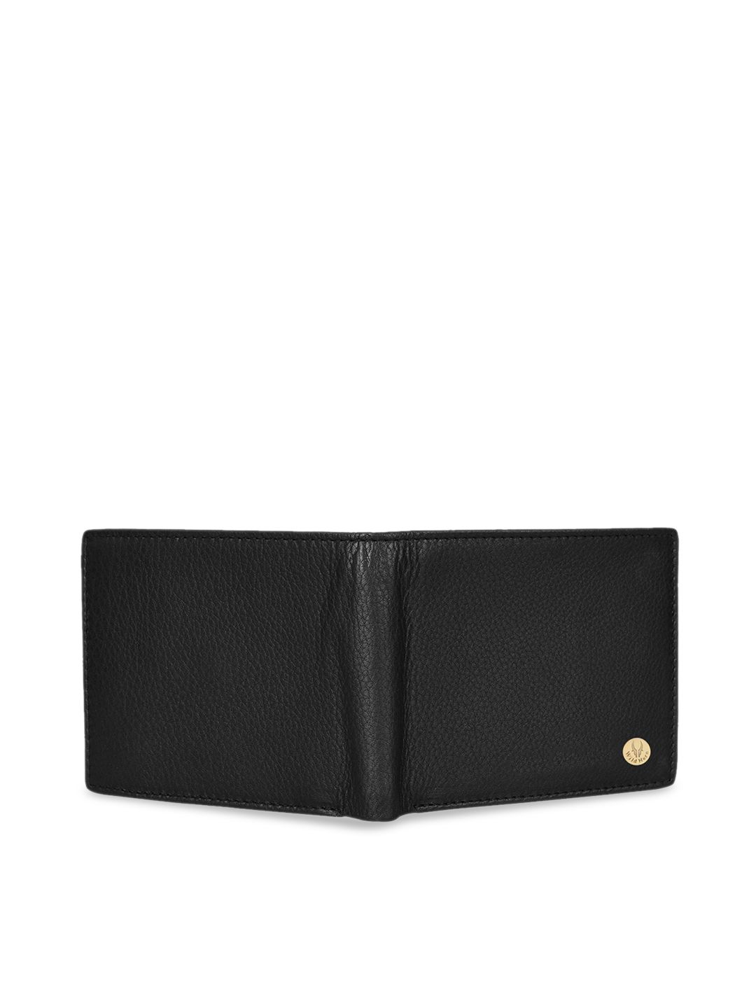 WildHorn Men Black Solid Genuine Leather Two Fold Wallet (Image - 3)