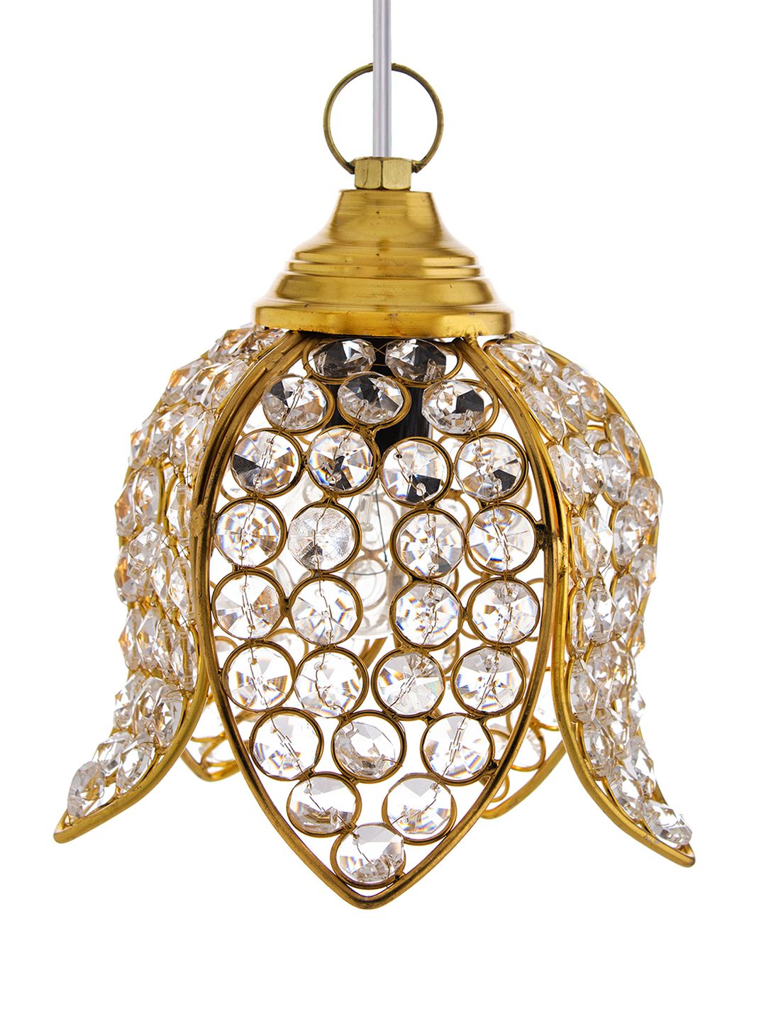 Homesake Gold-Toned & Transparent Self Design Handcrafted Ceiling Lamp (Image - 3)
