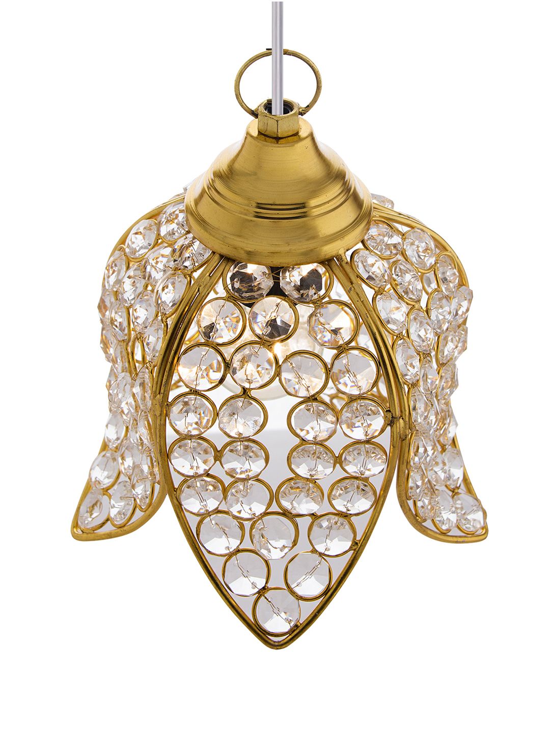 Homesake Gold-Toned & Transparent Self Design Handcrafted Ceiling Lamp (Image - 2)