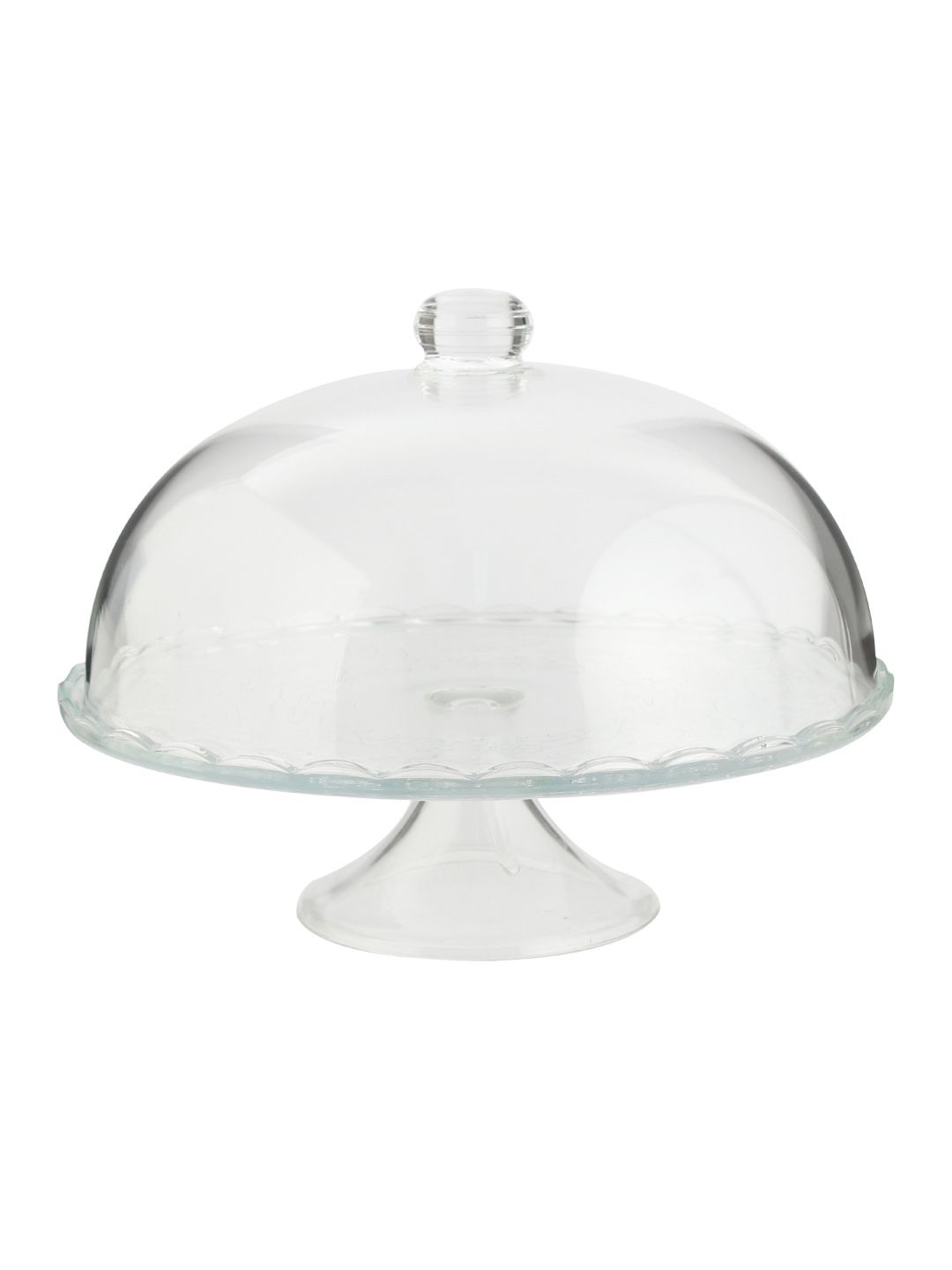 INCRIZMA Transparent Solid Glass Footed Service Cake Plate Stand With Dome (Image - 1)