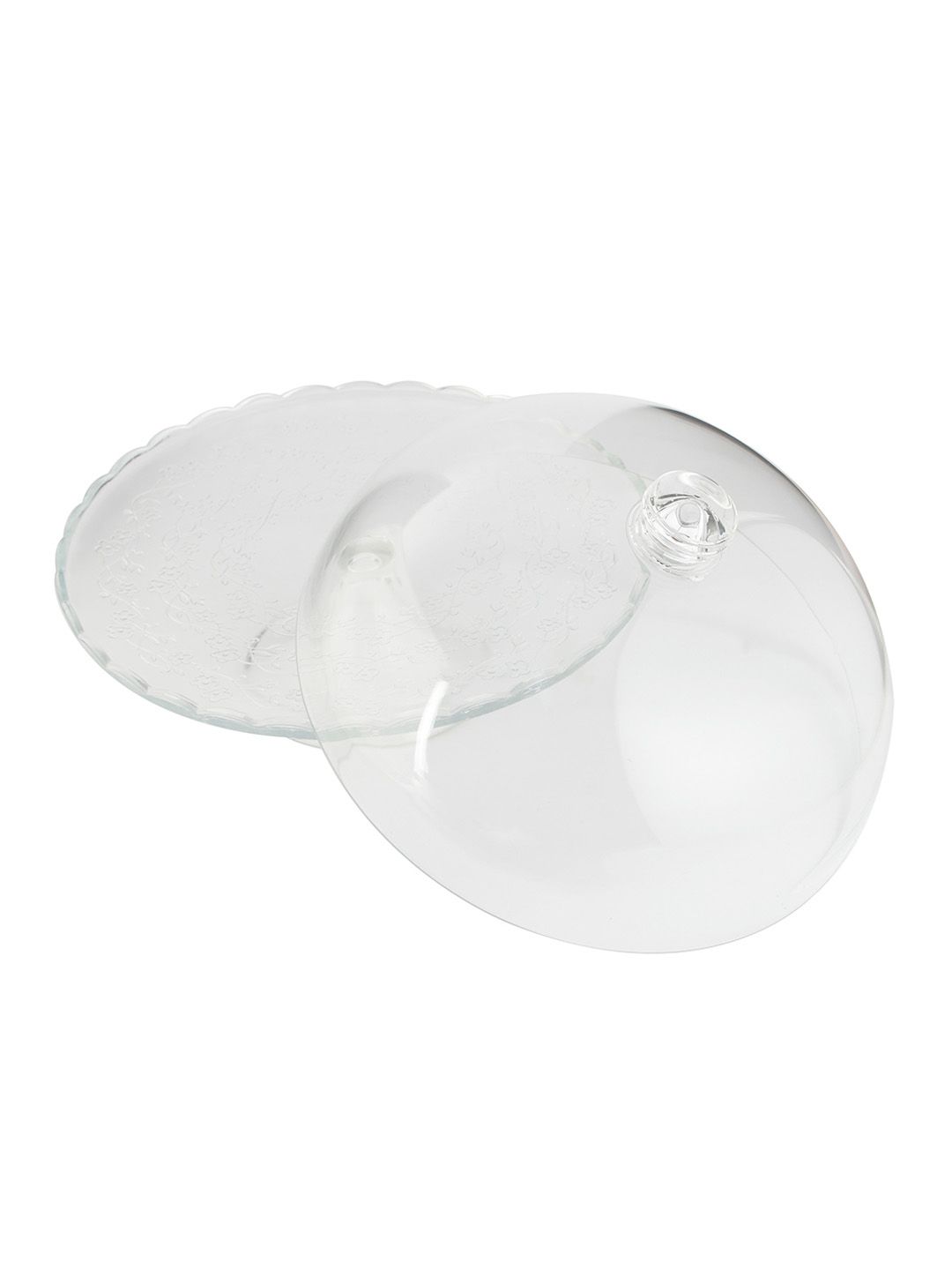 INCRIZMA Transparent Solid Glass Footed Service Cake Plate Stand With Dome (Image - 3)