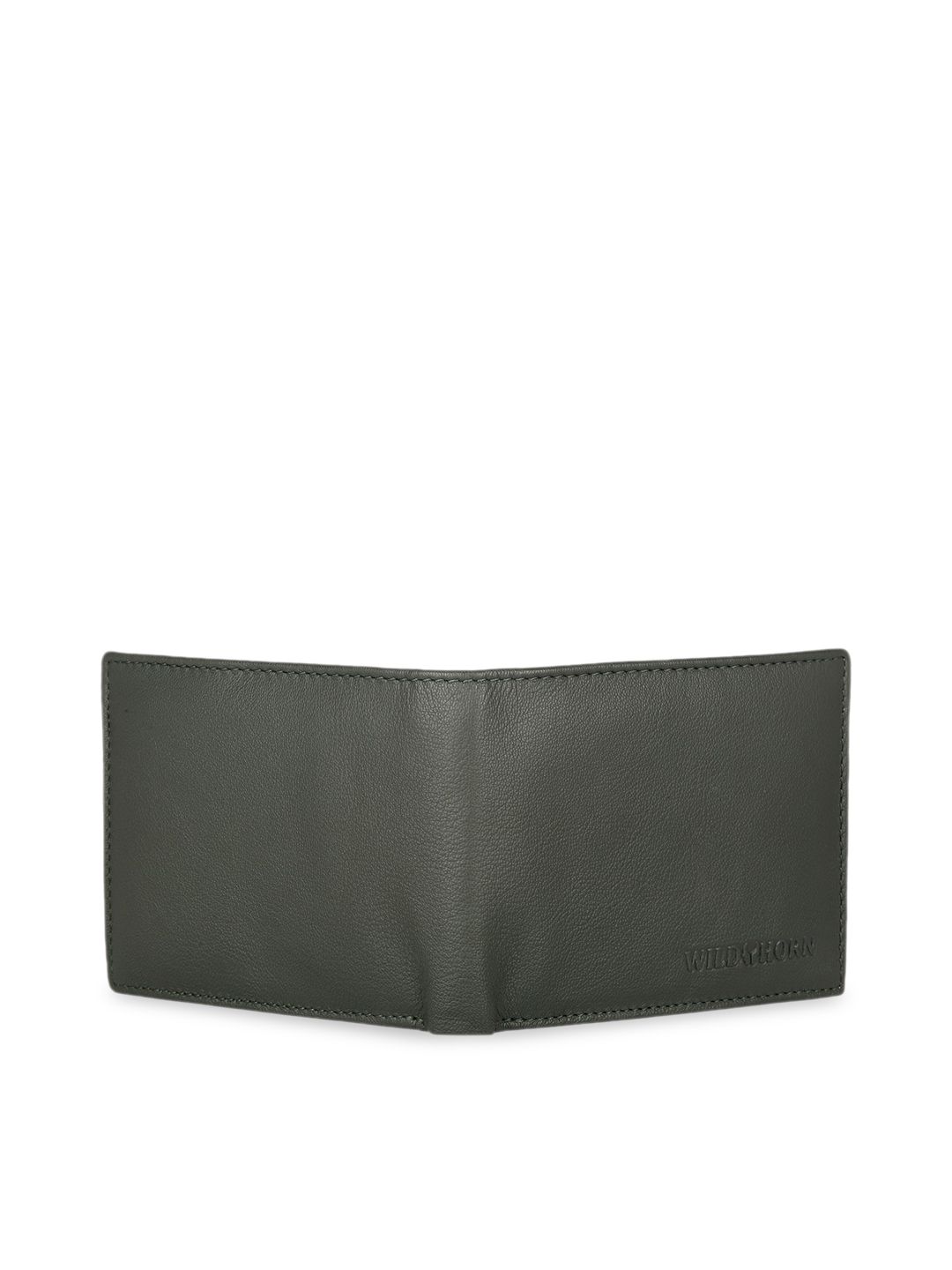 WildHorn Men Green Solid RFID Protected Genuine Leather Two Fold Wallet (Image - 3)