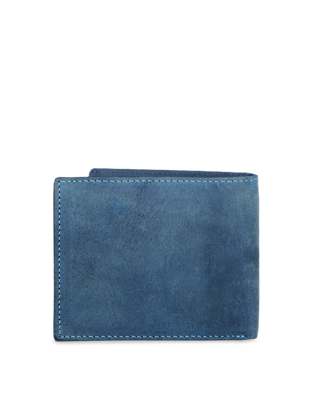 WildHorn Men Teal Blue Solid Two Fold Leather Wallet (Image - 1)