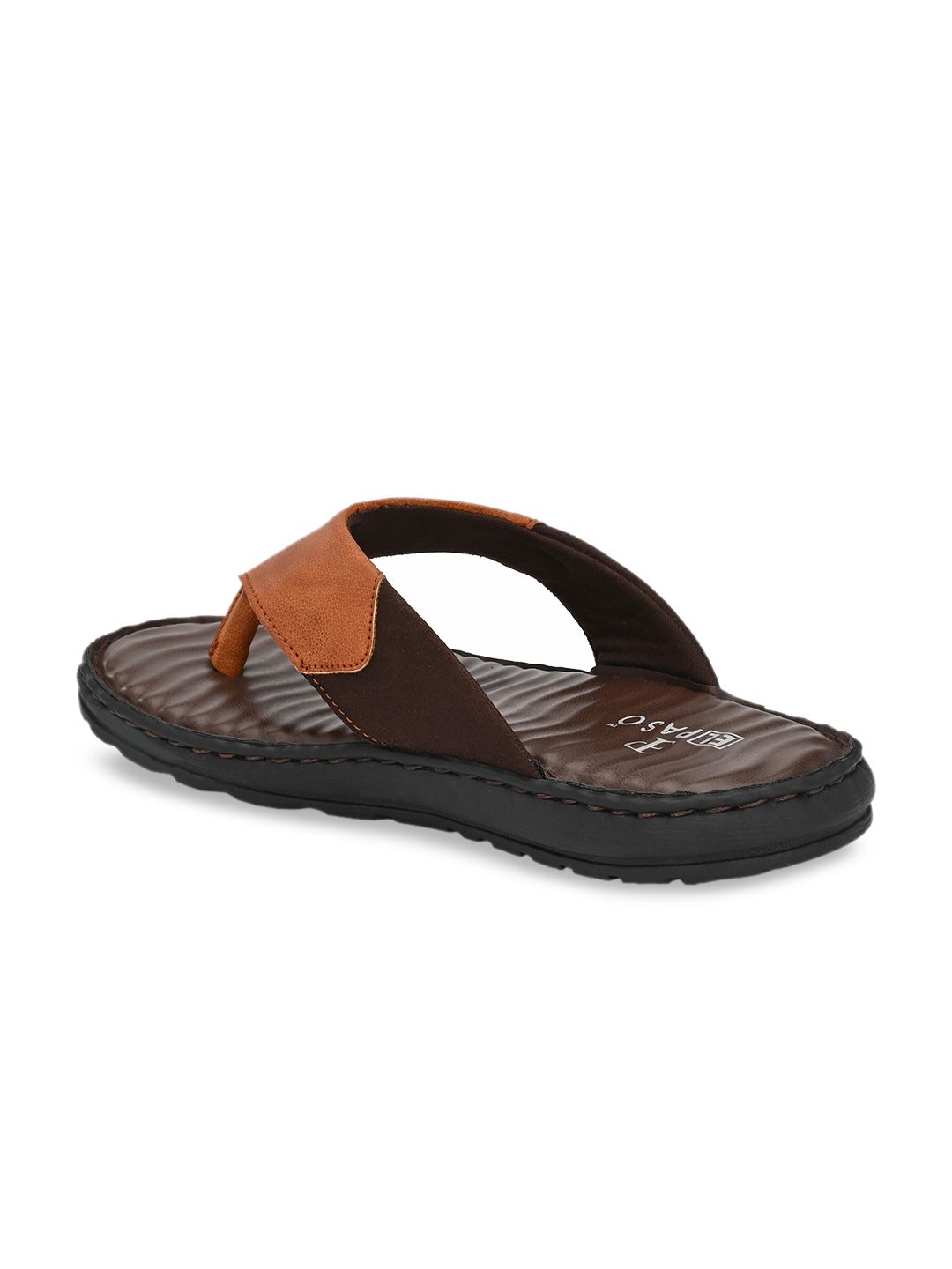 El Paso Men Tan Brown Solid Thong Flip-Flops (Image - 1)