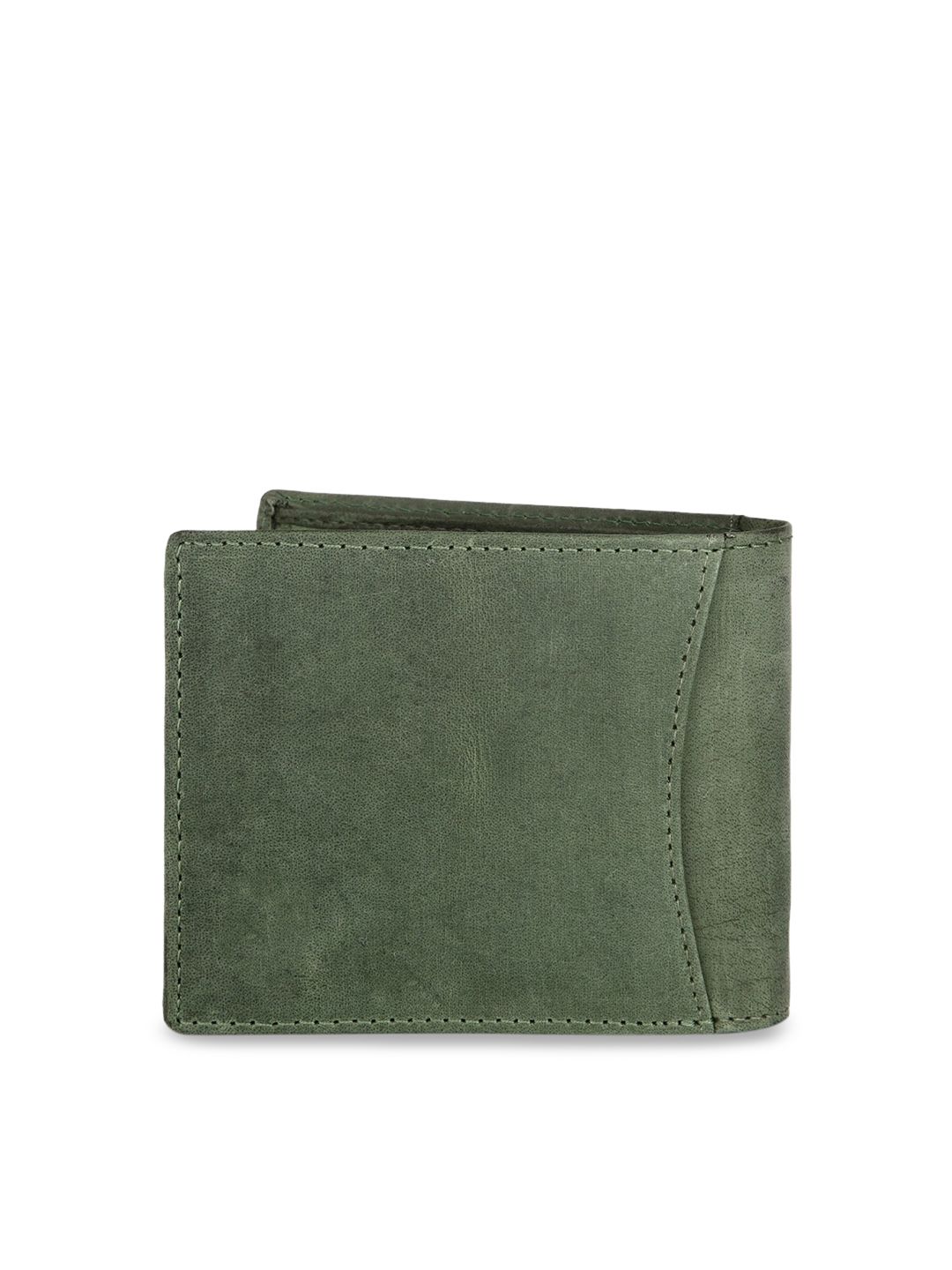 WildHorn Men Green Solid RFID Protected Leather Two Fold Wallet (Image - 1)