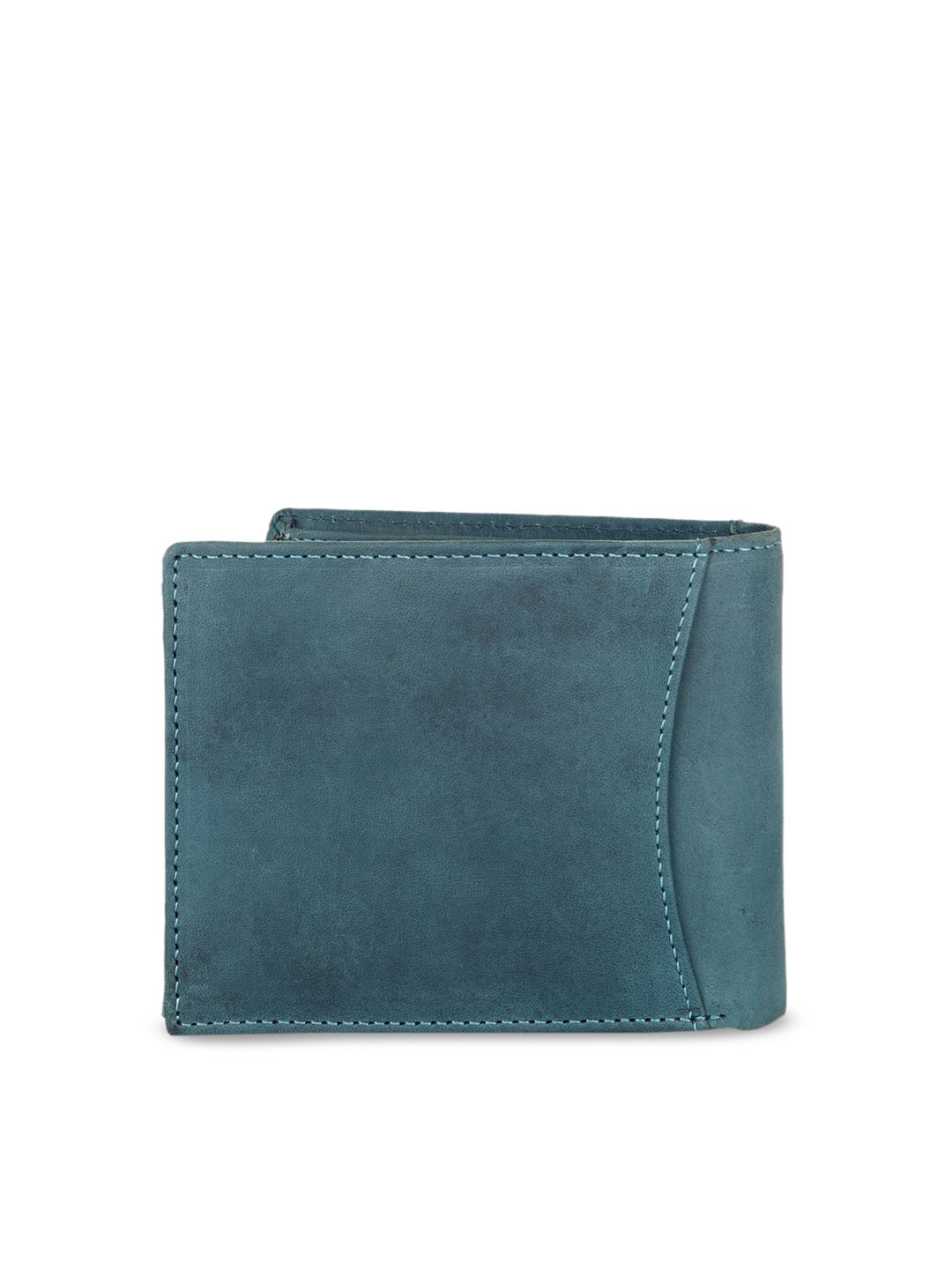 WildHorn Men Teal Solid RFID Protected Leather Two Fold Wallet (Image - 1)