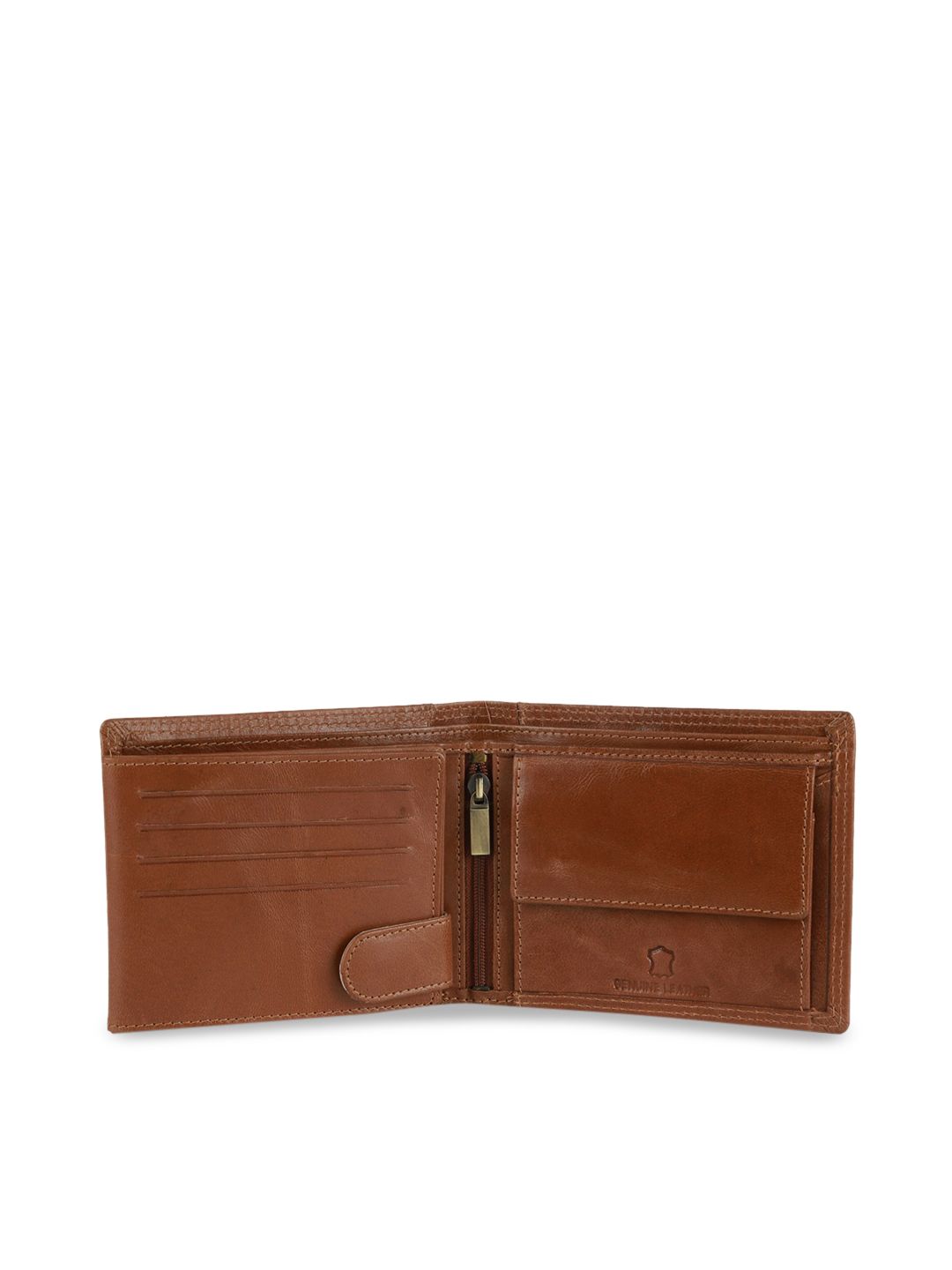 WildHorn Men Tan Brown RFID Protected Genuine Leather Hand-Stitched Solid Two Fold Wallet (Image - 2)