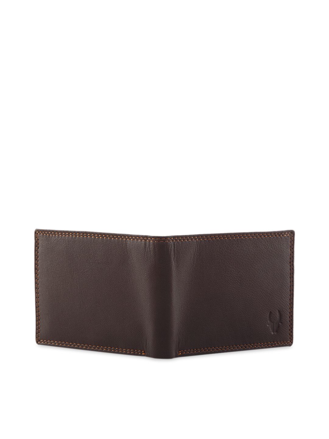 WildHorn Men Brown RFID Protected Genuine Leather Hand-Stitched Solid Two Fold Wallet (Image - 3)