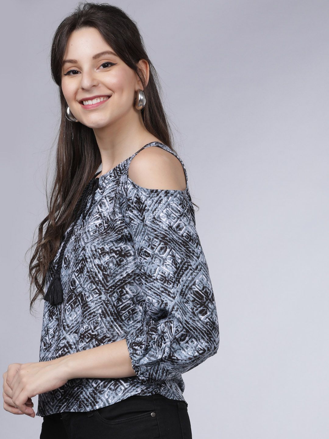 Tokyo Talkies Women Black Printed Top (Image - 3)
