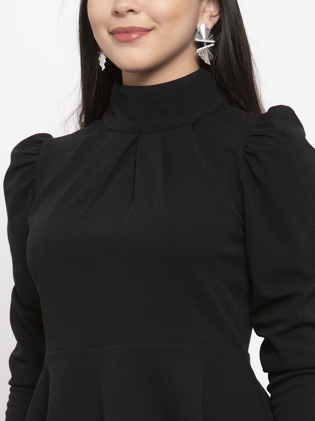 KASSUALLY Women Black Solid Peplum Top (Image - 1)