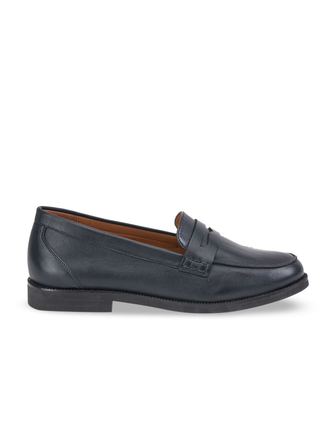 Saint G Women Navy Blue Solid Leather Formal Penny Loafers (Image - 2)