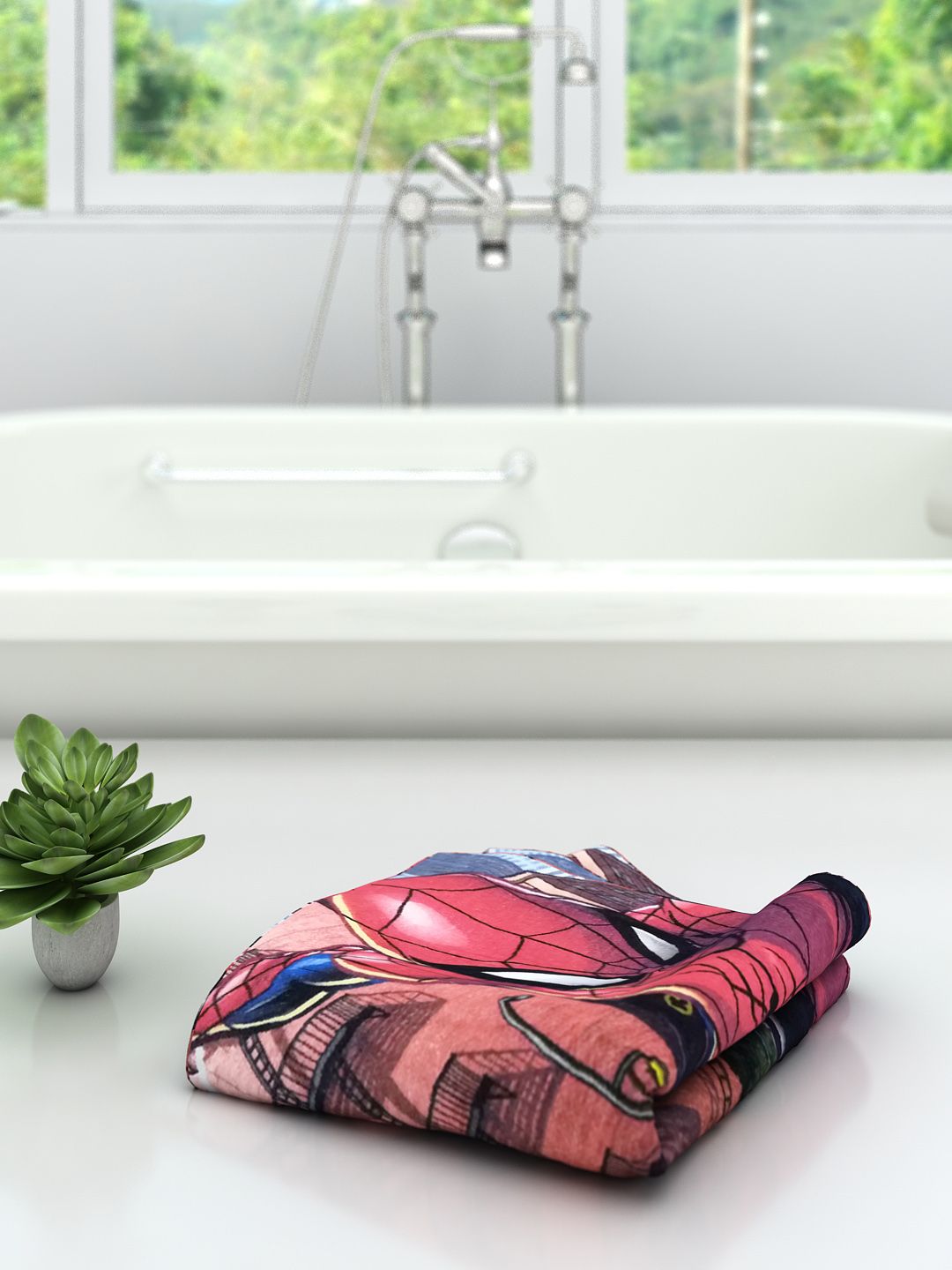 Marvel Unisex Kids Red & Blue Marvel Spiderman Printed 350GSM Bath Towel (Image - 1)