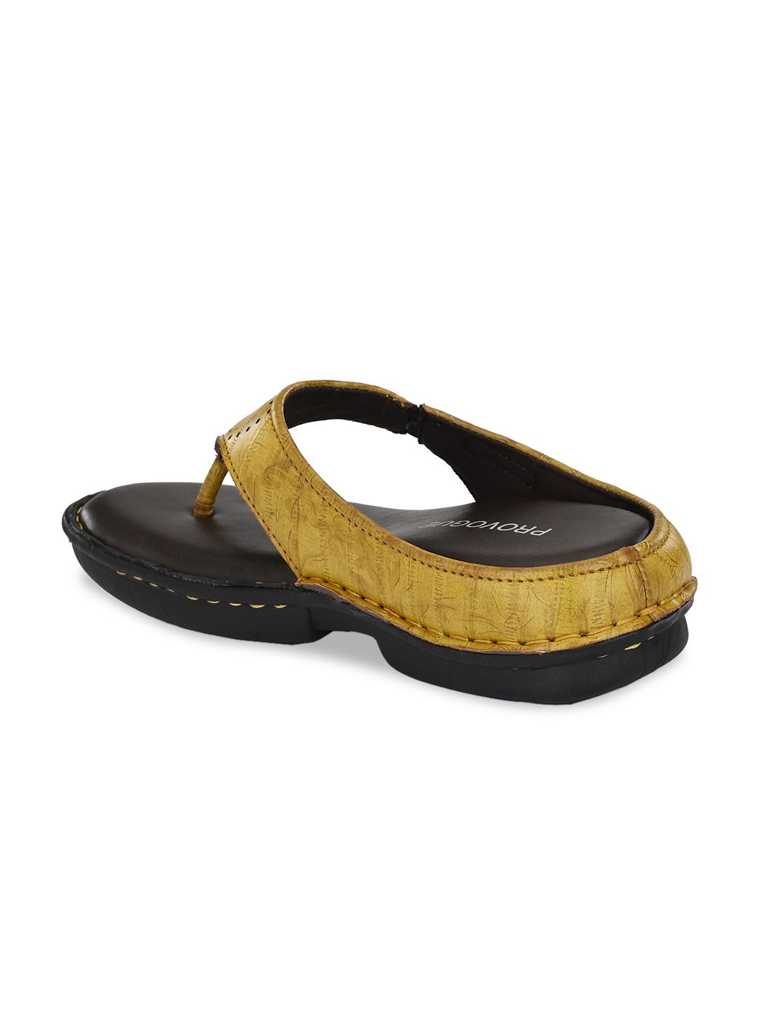 Provogue Men Yellow Solid Leather Thong Flip-Flops (Image - 1)