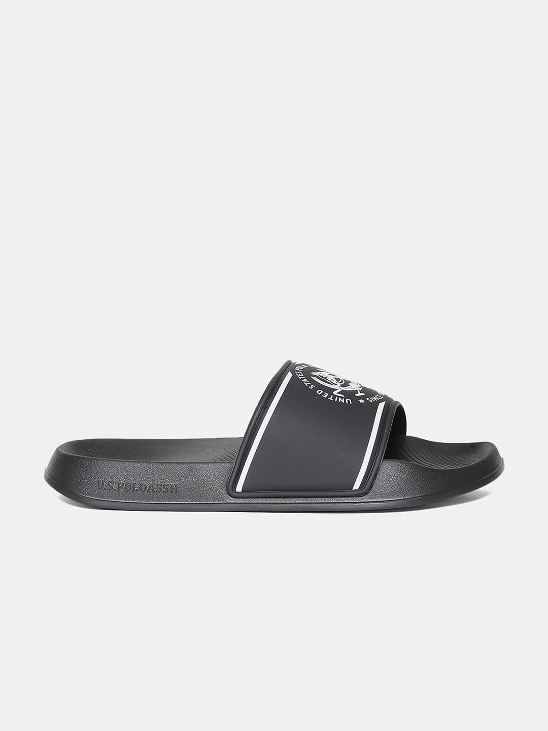 U.S. Polo Assn. Men Black & White Printed Sliders (Image - 2)