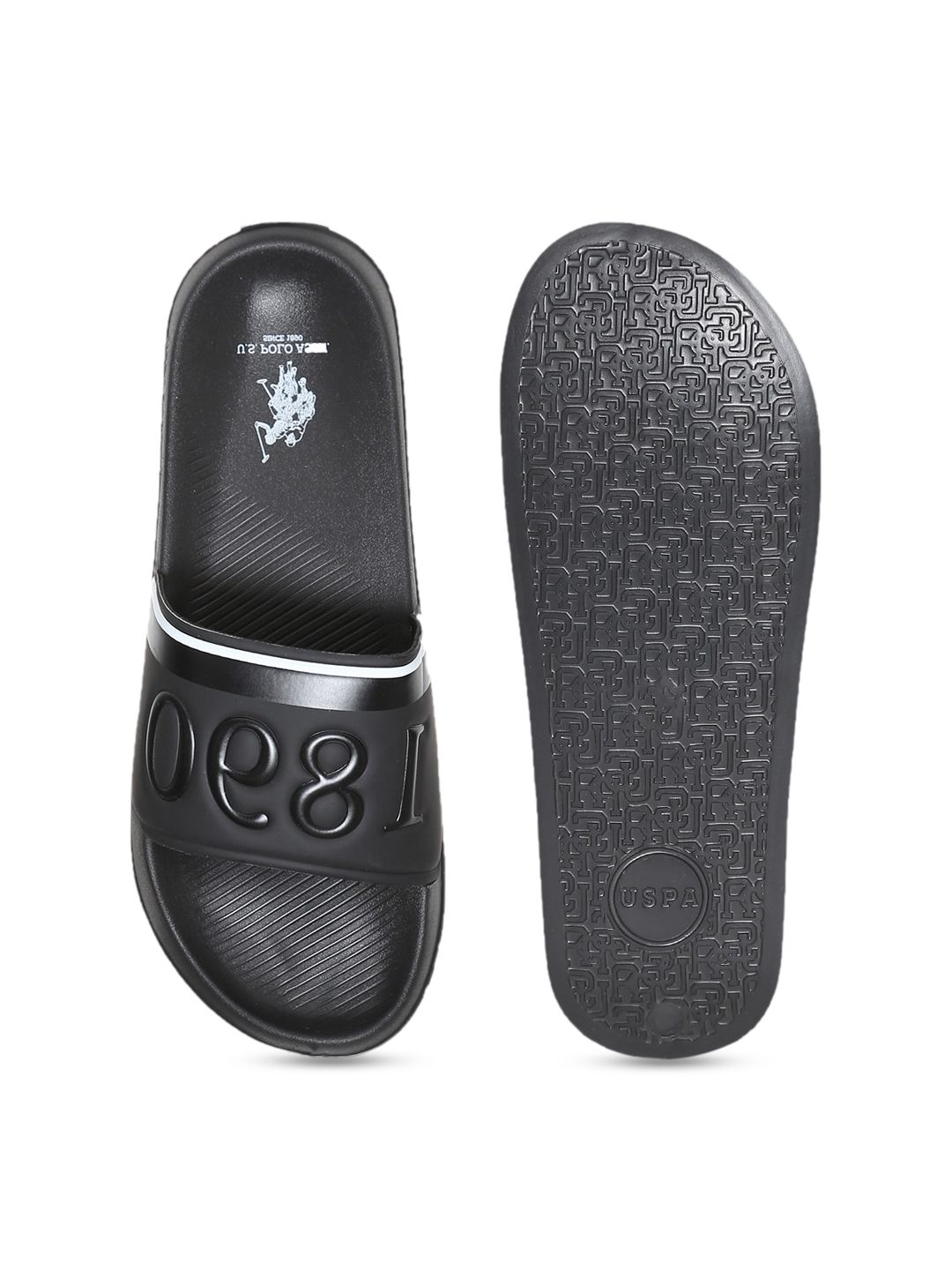 U.S. Polo Assn. Men Black Printed RAFFER 2.0 Sliders (Image - 3)