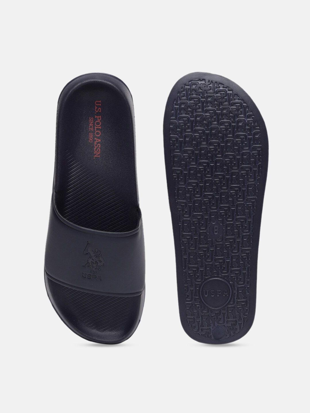U.S. Polo Assn. Men Navy Blue Solid Sliders (Image - 3)