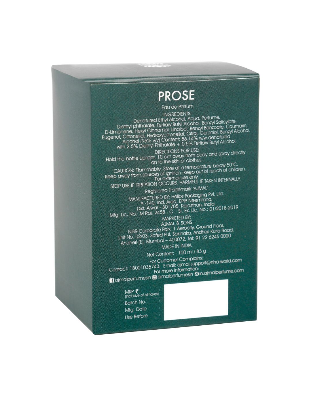 Ajmal Prose Men Eau De Parfum Fougere Perfume 100 ml (Image - 3)