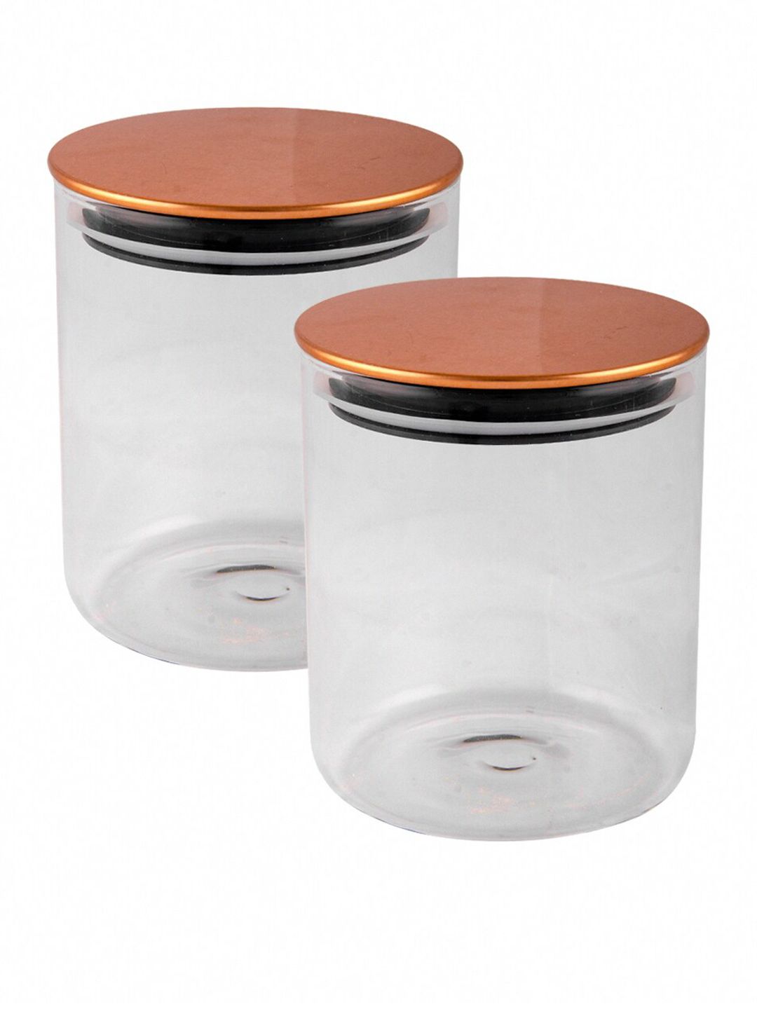 GOODHOMES Set Of 2 Transparent Basic Round Medium Jars With Lid (Image - 1)