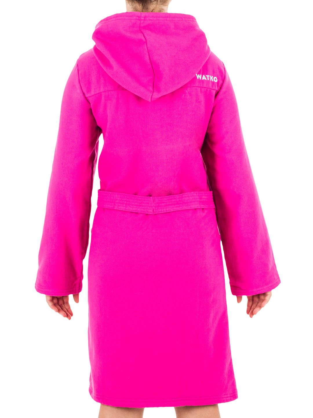 WATKO By Decathlon Kids Pink Solid Hooded Pure Cotton Pool Bath Robe (Image - 2)