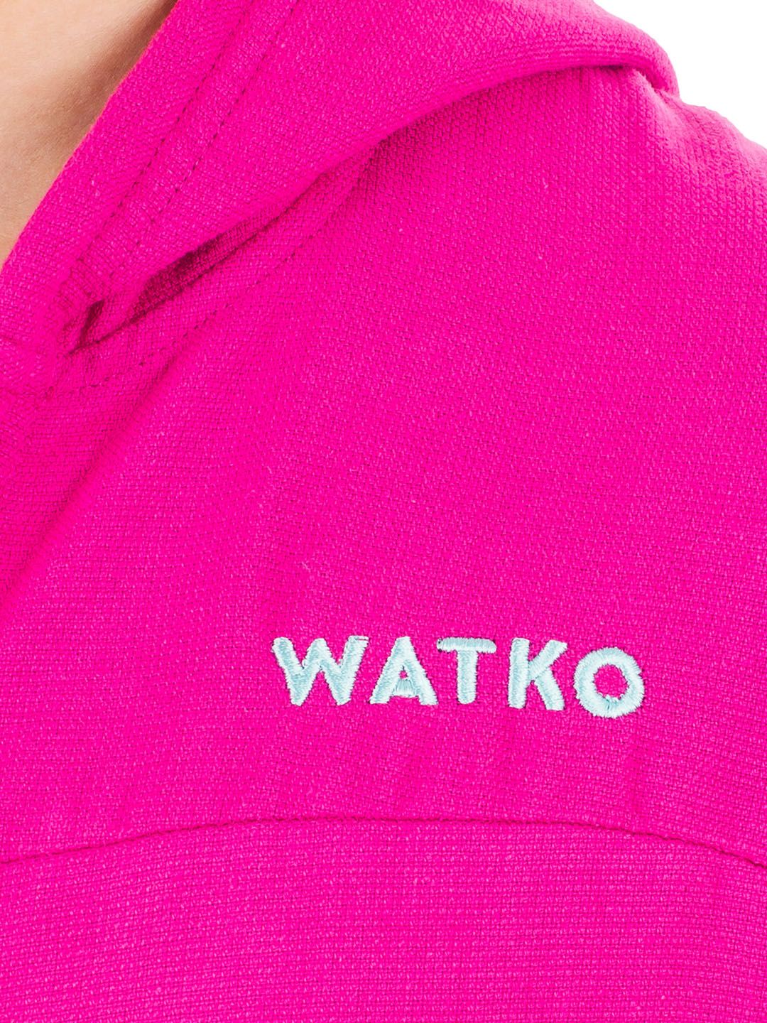 WATKO By Decathlon Kids Pink Solid Hooded Pure Cotton Pool Bath Robe (Image - 1)