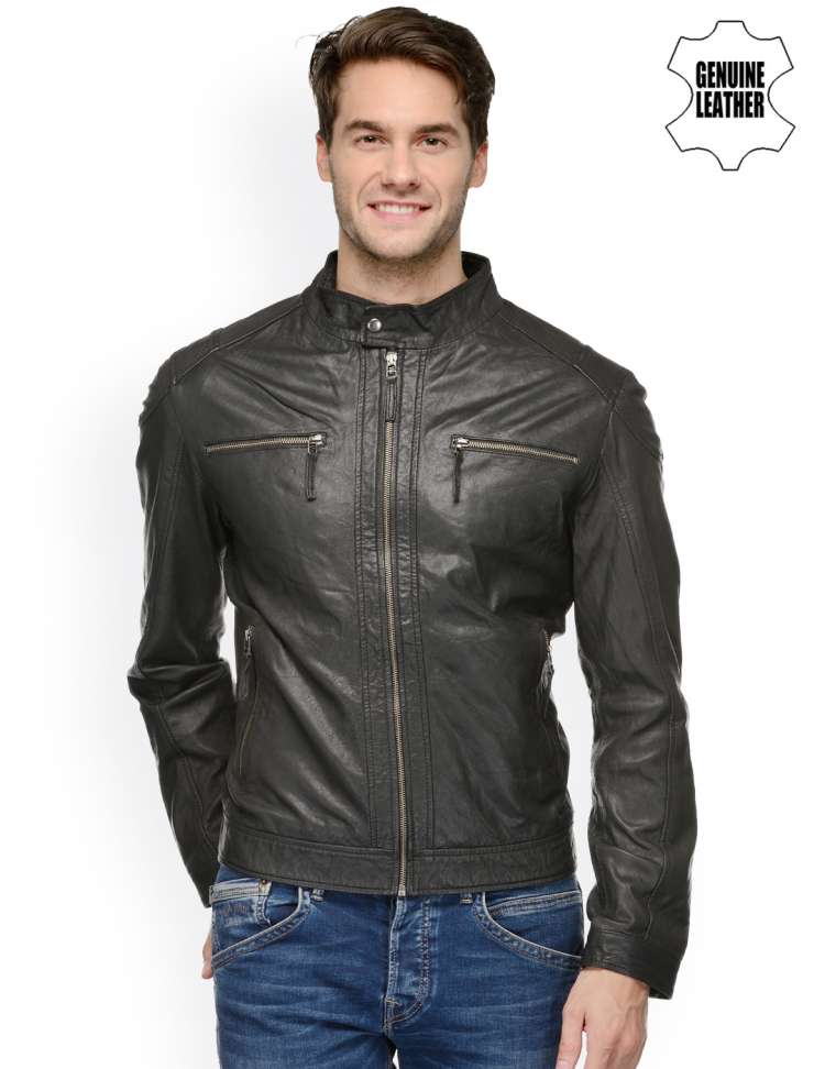 Fashonn Branded Clothes Teakwood Leathers Black Leather Jacket