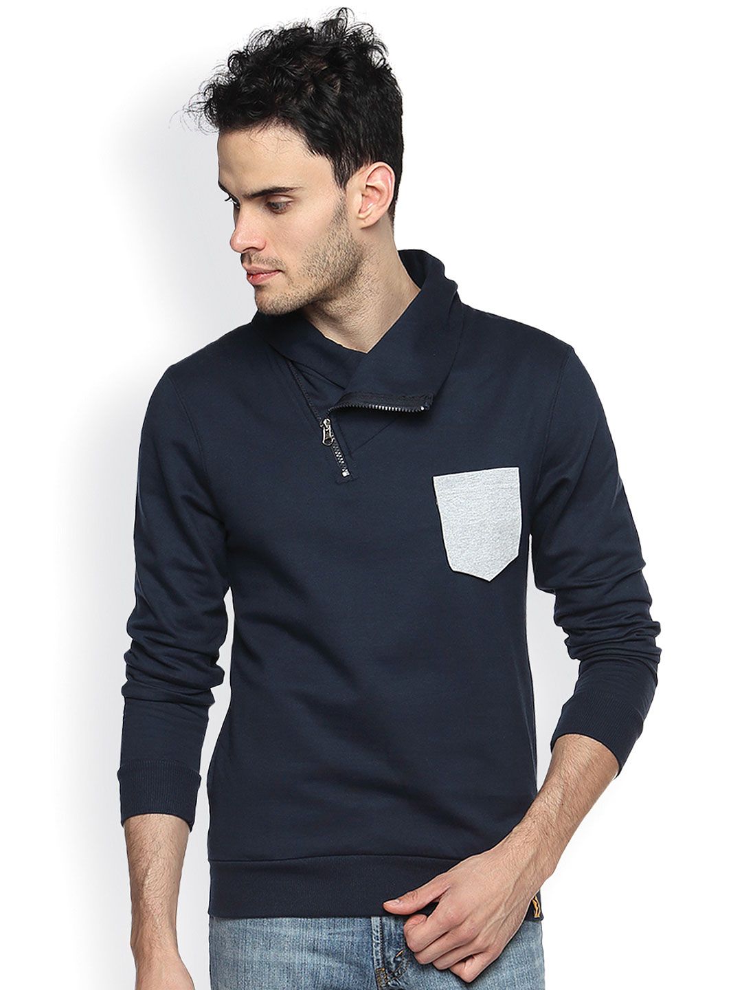 Campus Sutra Navy Sweatshirt-image-6