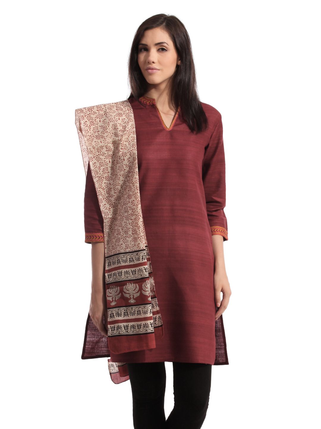 Fabindia Women Printed Rust Stole
