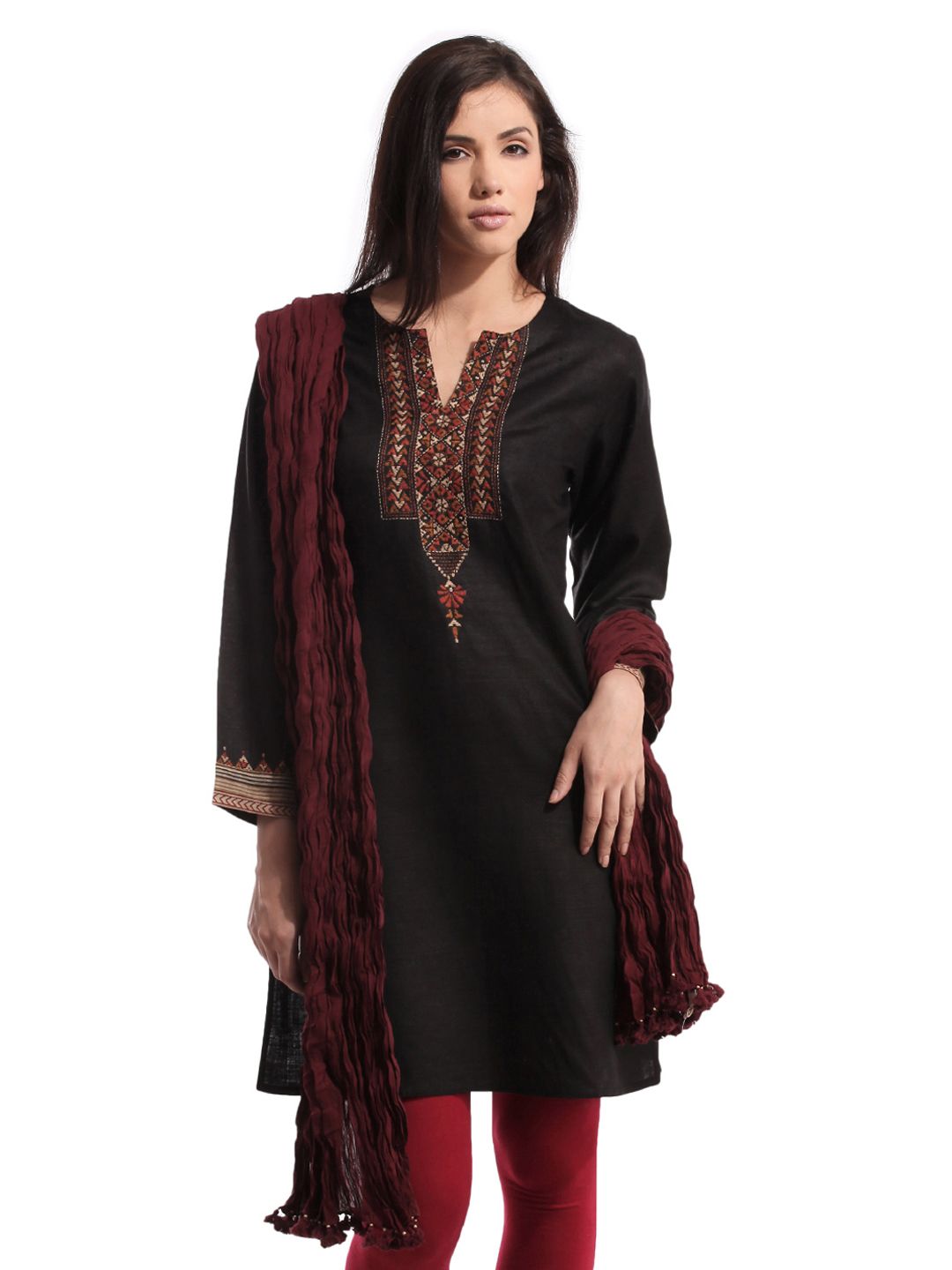 Fabindia Maroon Dupatta