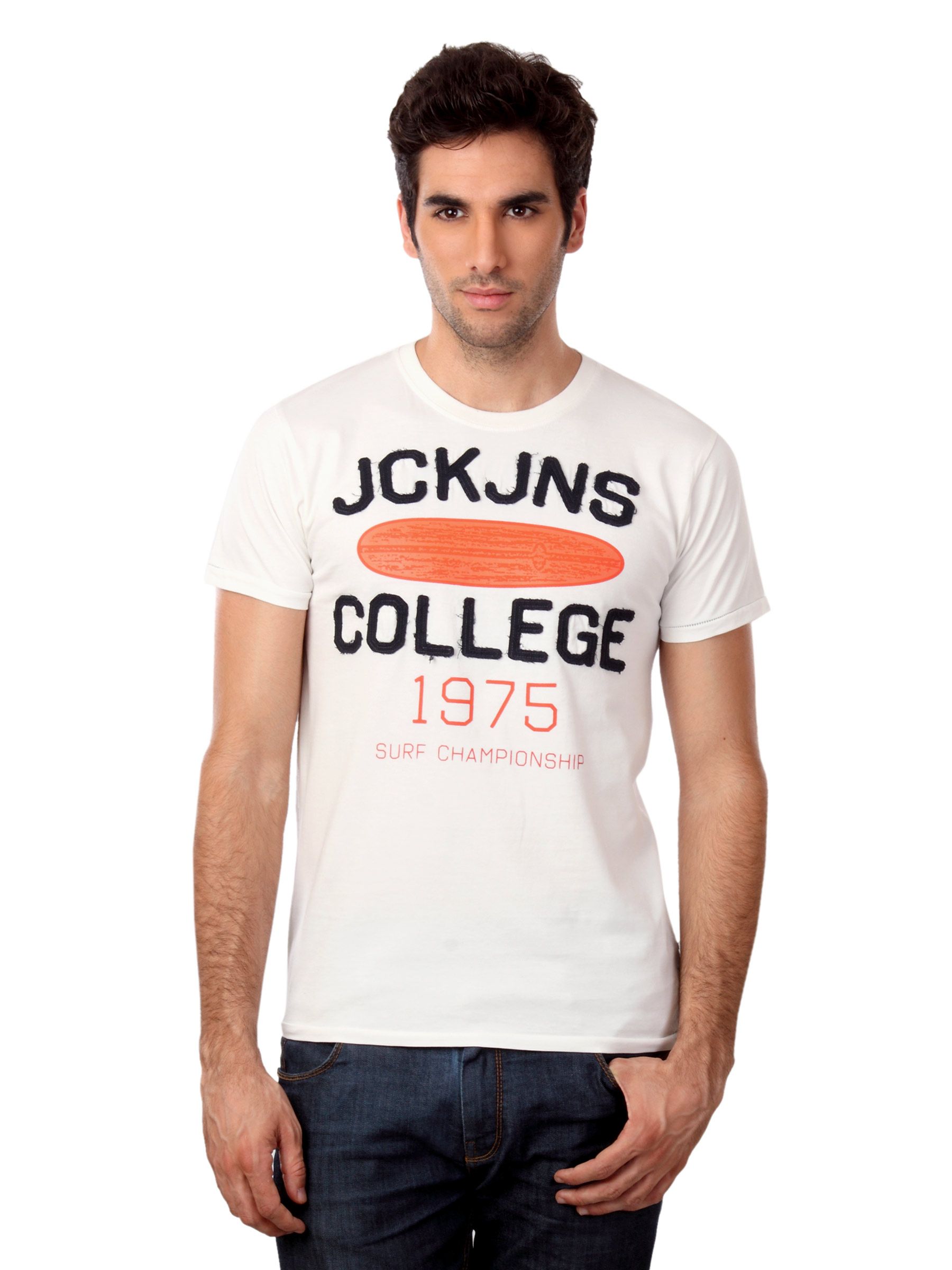Jack & Jones Men Off White T-shirt