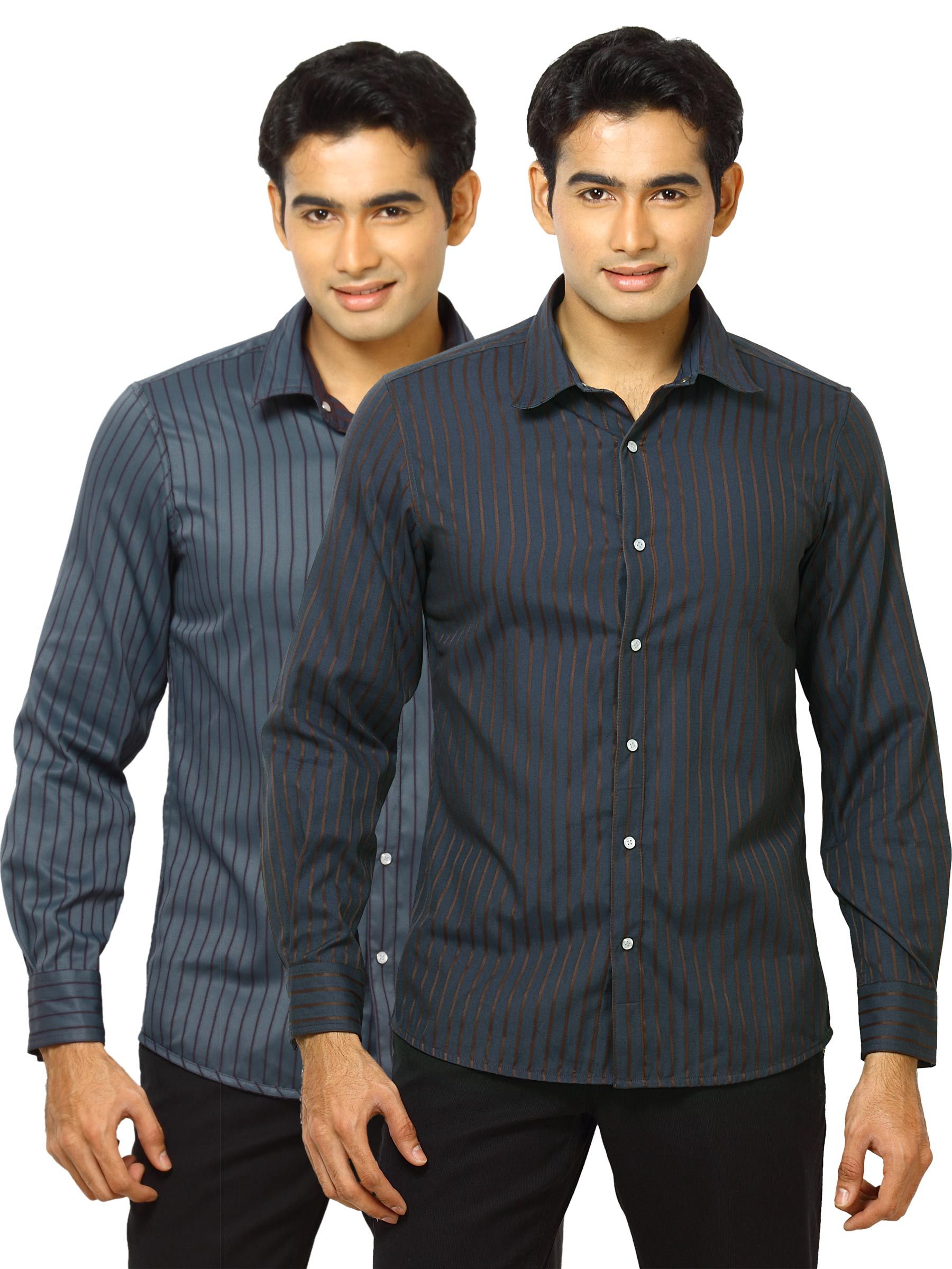 Indigo Nation Men Reversible Bling Blue Shirts