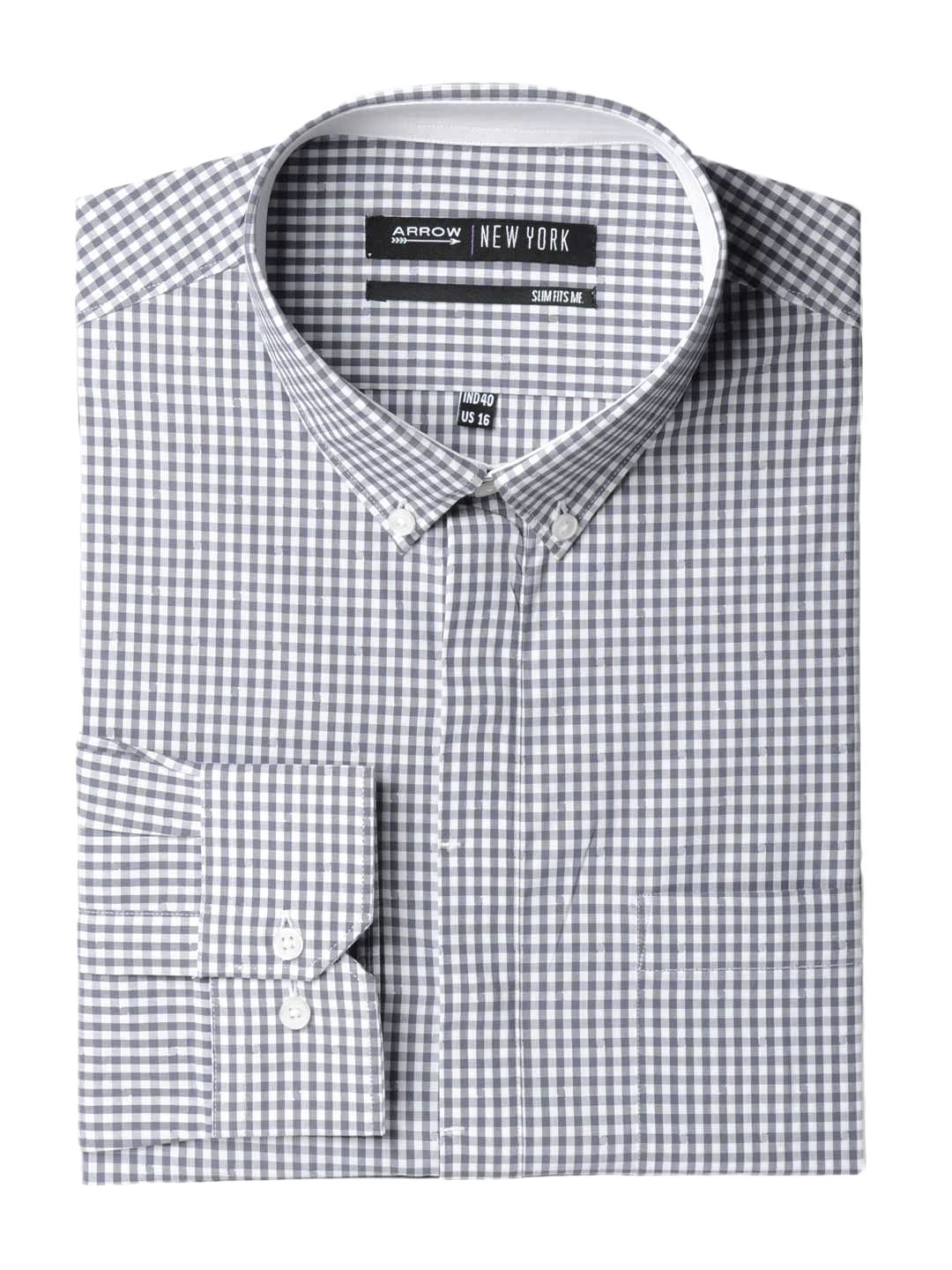 Arrow New York Men Grey Check Slim Fit Shirt