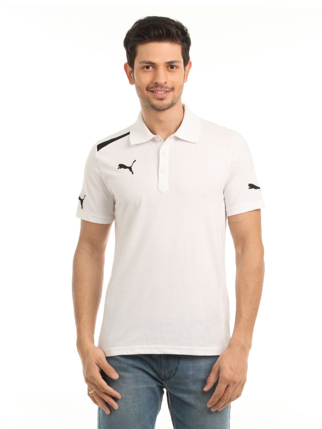 Puma Men White PowerCat TT 1.12 Polo T-shirt