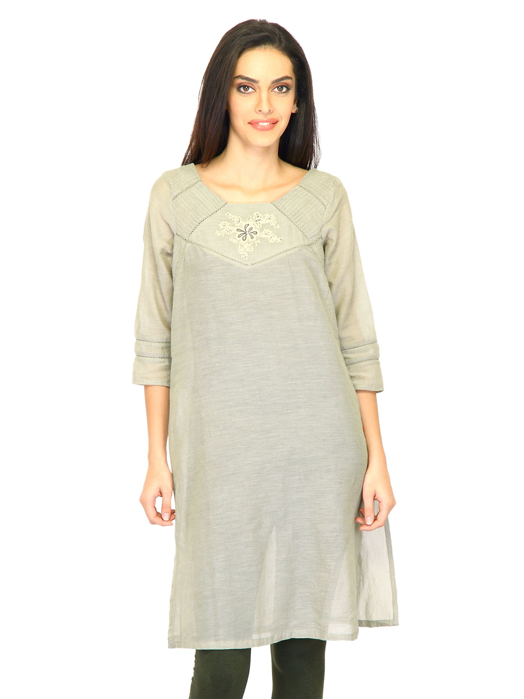 W Women Solid Grey Kurtas