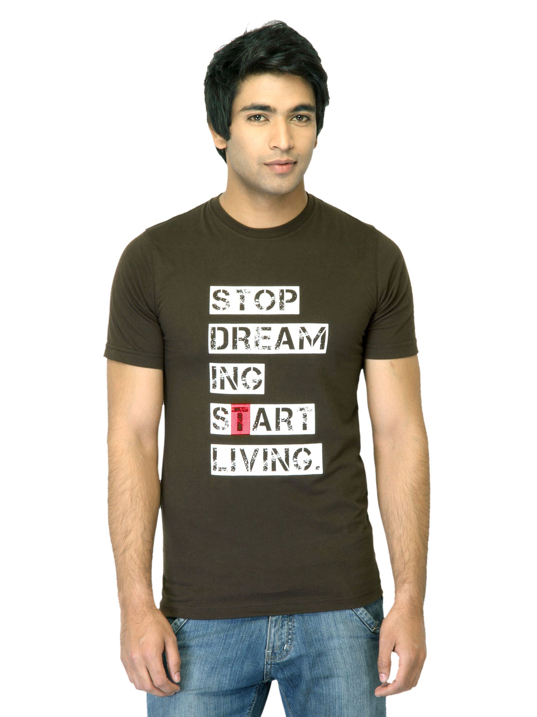 Mark Taylor Men Printed Brown T-shirt