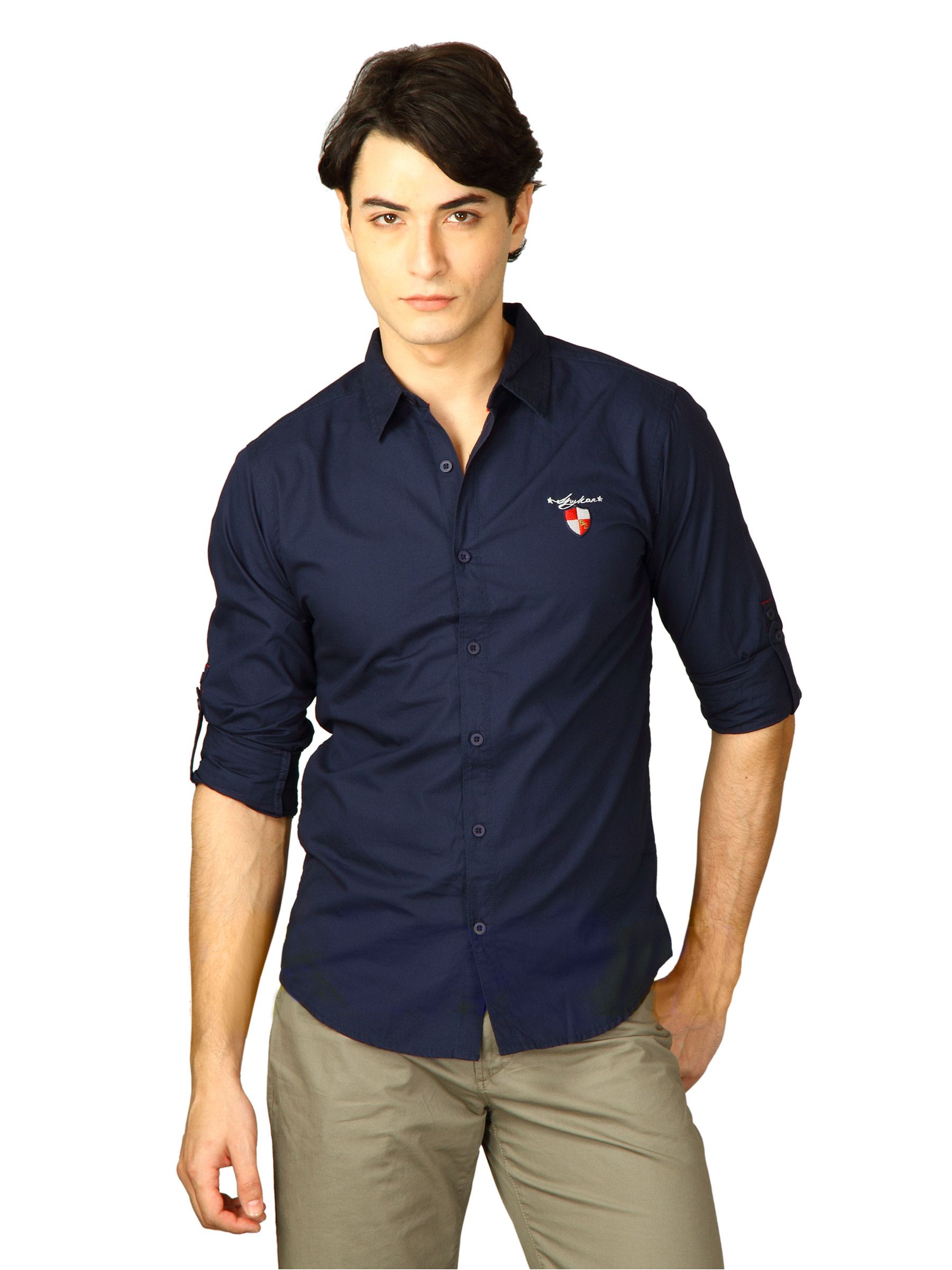 Spykar Men Ranger Solid Navy Blue Shirts