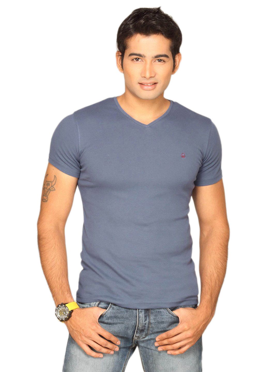 UCB Men's Benetton Logo Navy T-shirt