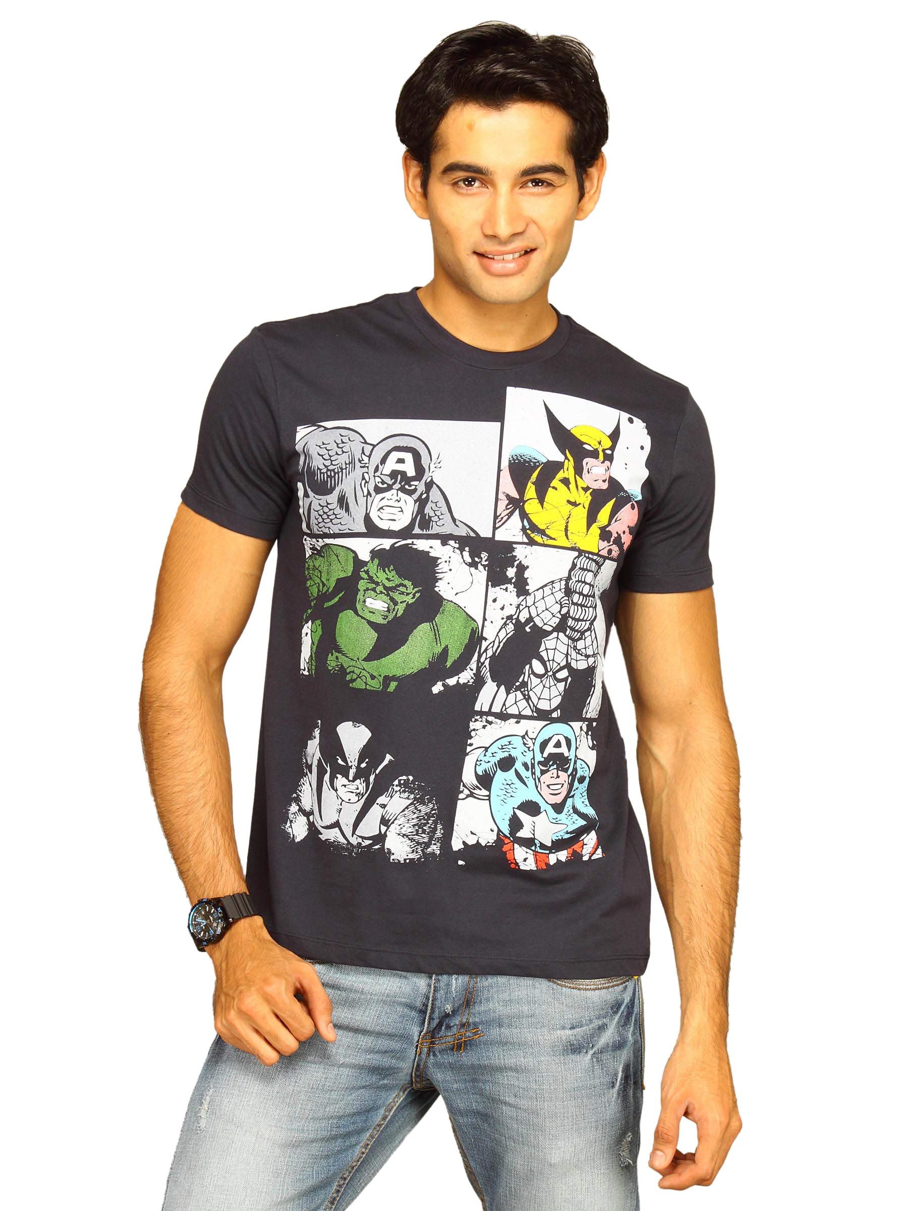 Marvel Comics Men's Comic Poses Navy T-shirt