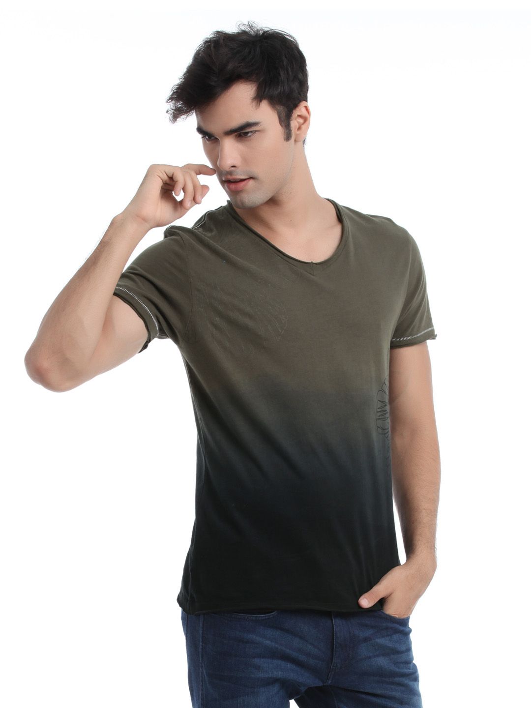 ADIDAS Men Olive Printed T-shirt