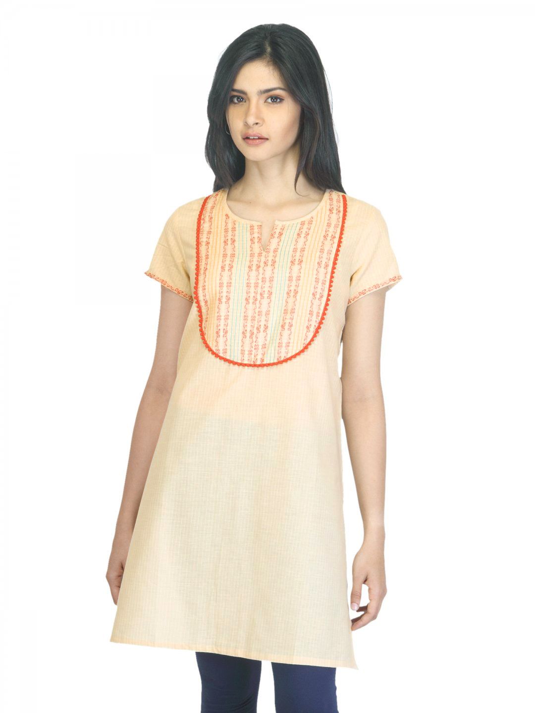 Aurelia Women Striped Beige Kurta