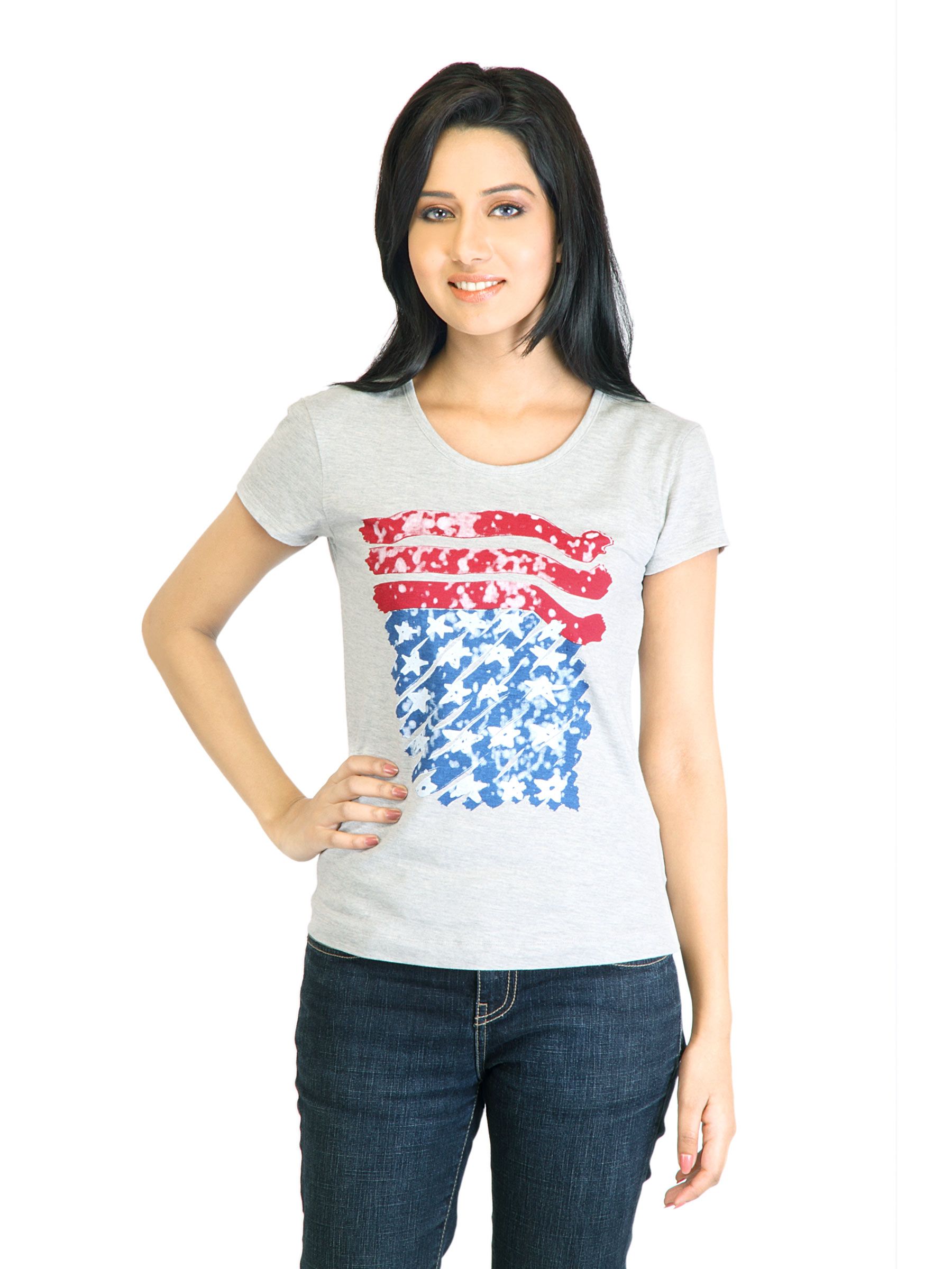 Tokyo Talkies Women Printed Grey Top