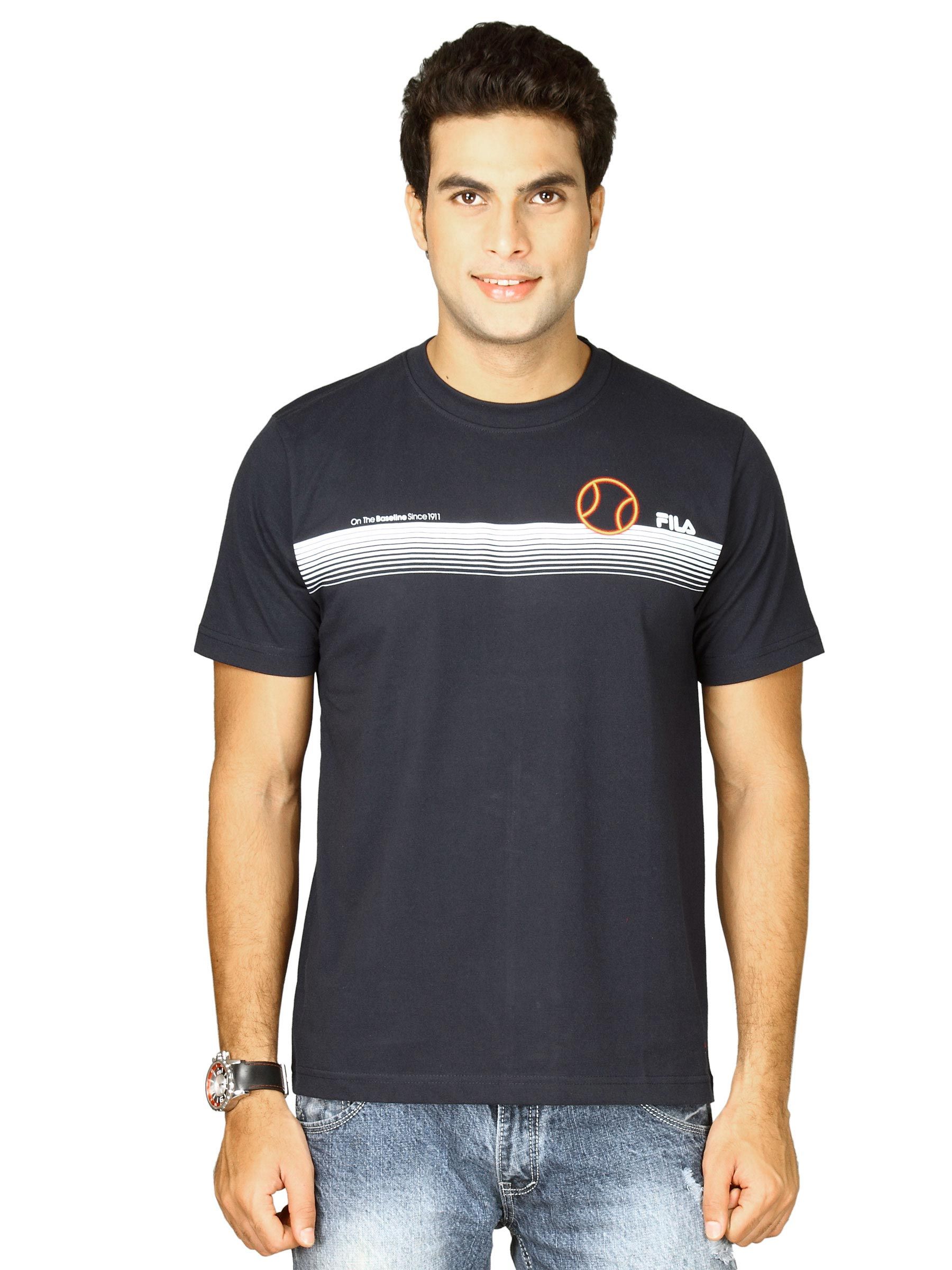 Fila Men's Round Neck Navy Blue T-shirt