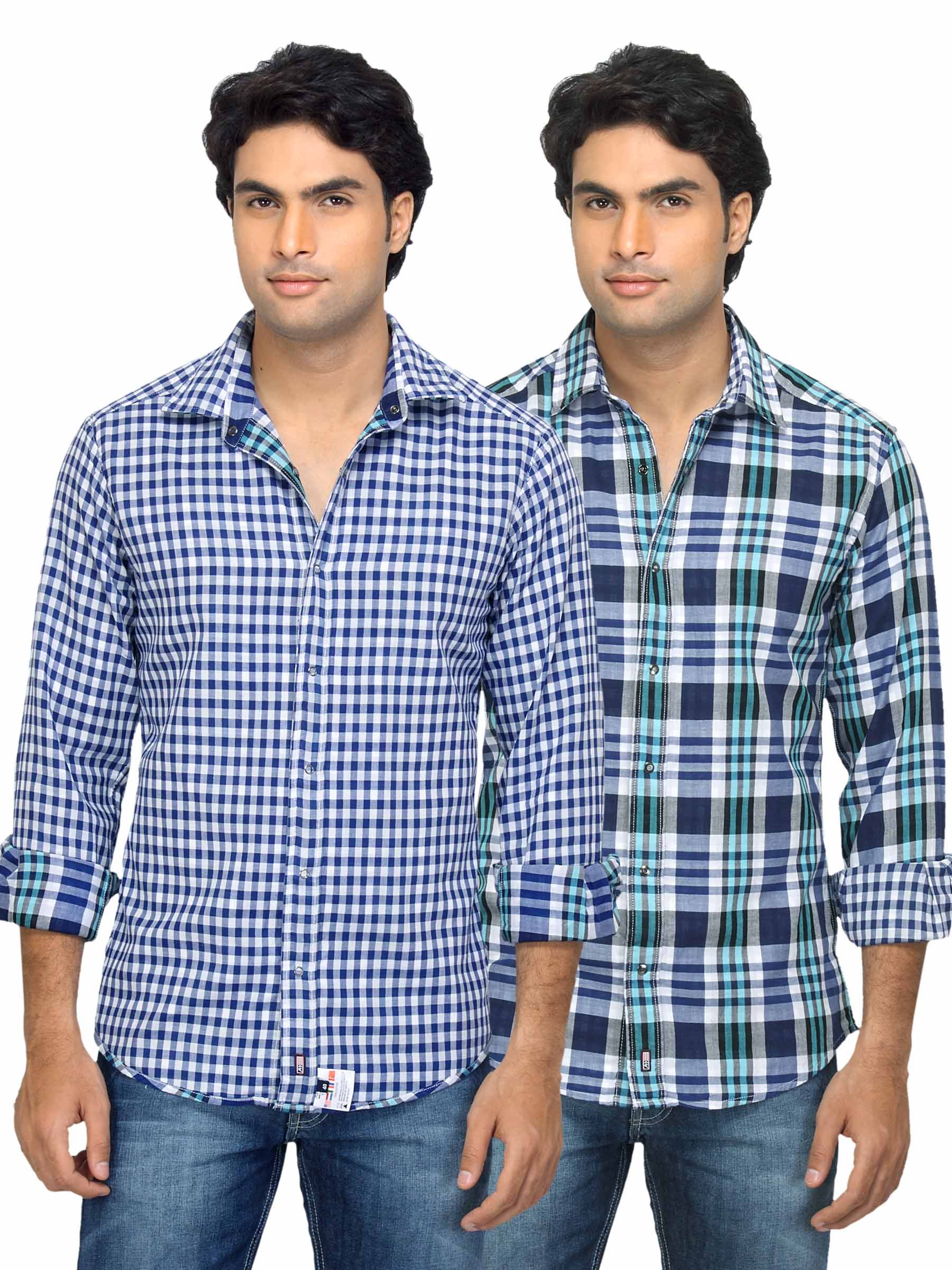 Arrow Sport Men Reversible Check Blue Shirt