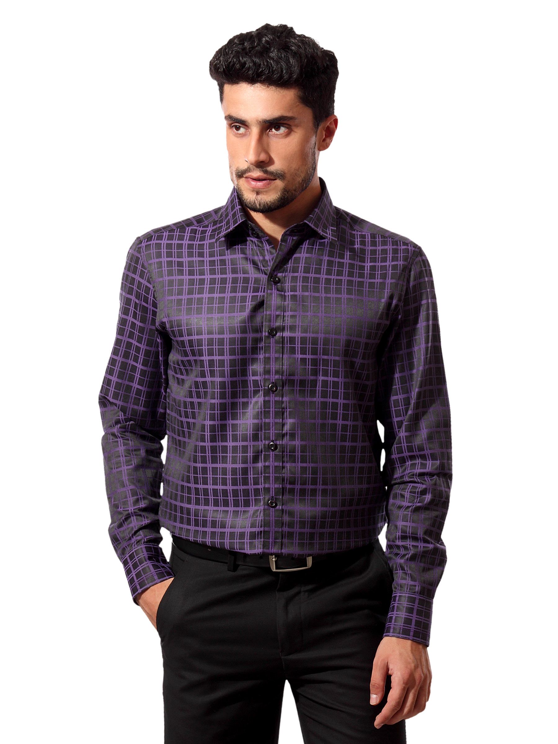 John Players Men Check Black Shirt