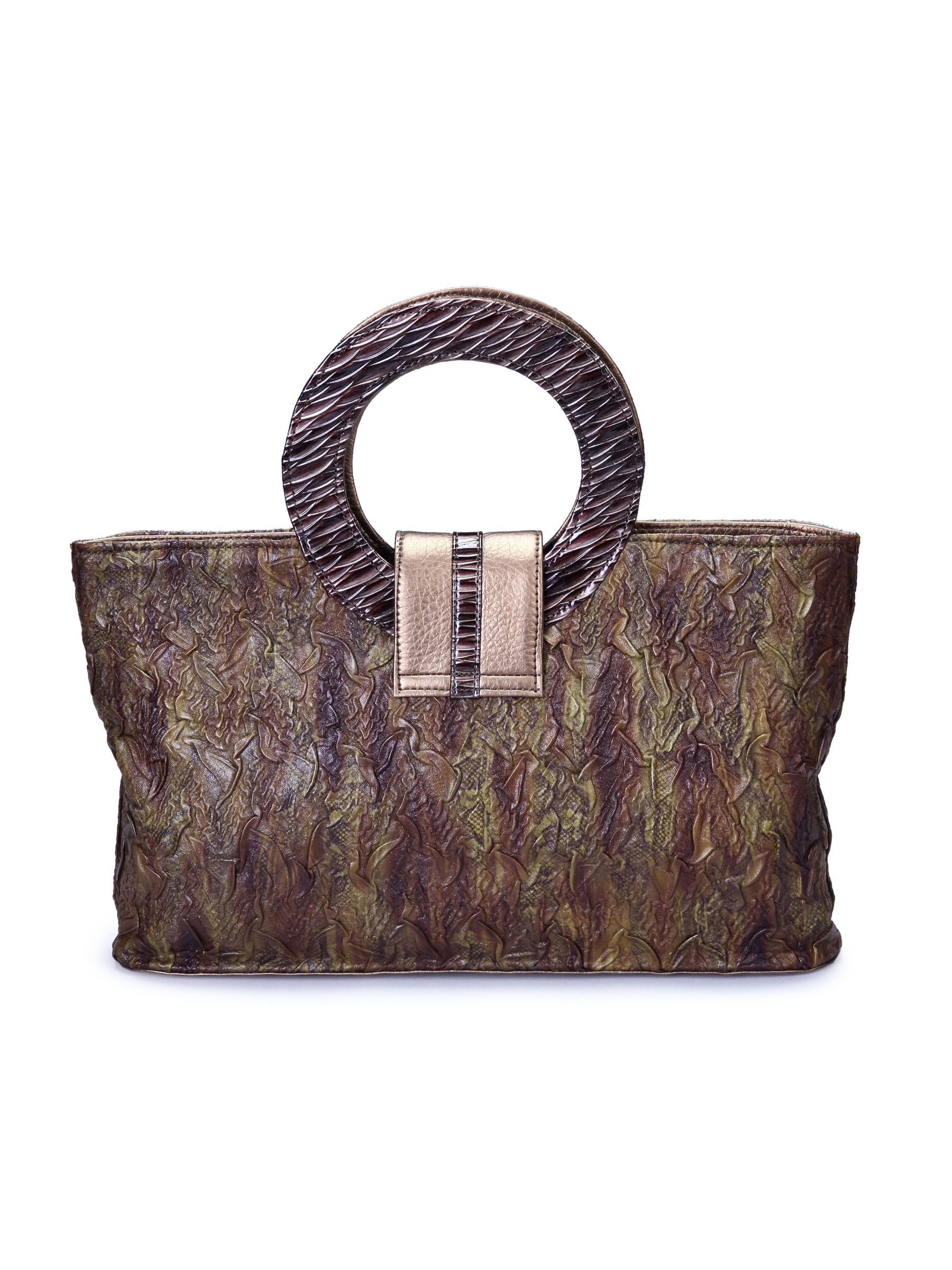Murcia Women Khaki Leatherette Hand Bag