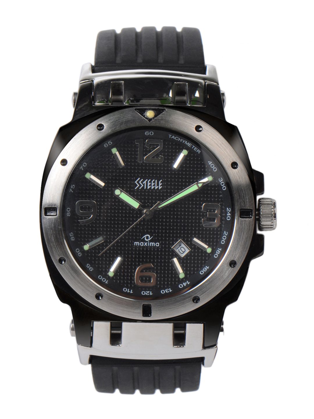 Maxima Men Black Ssteele Watch