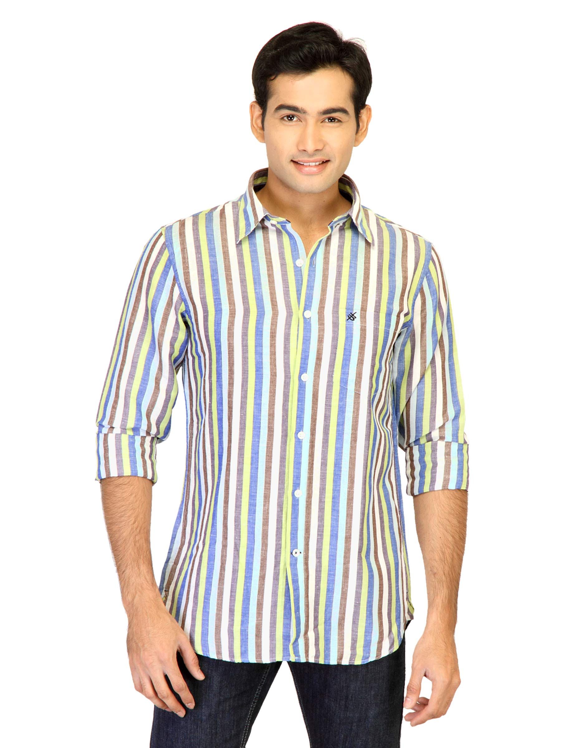 Belmonte Men Stripes Blue Shirts